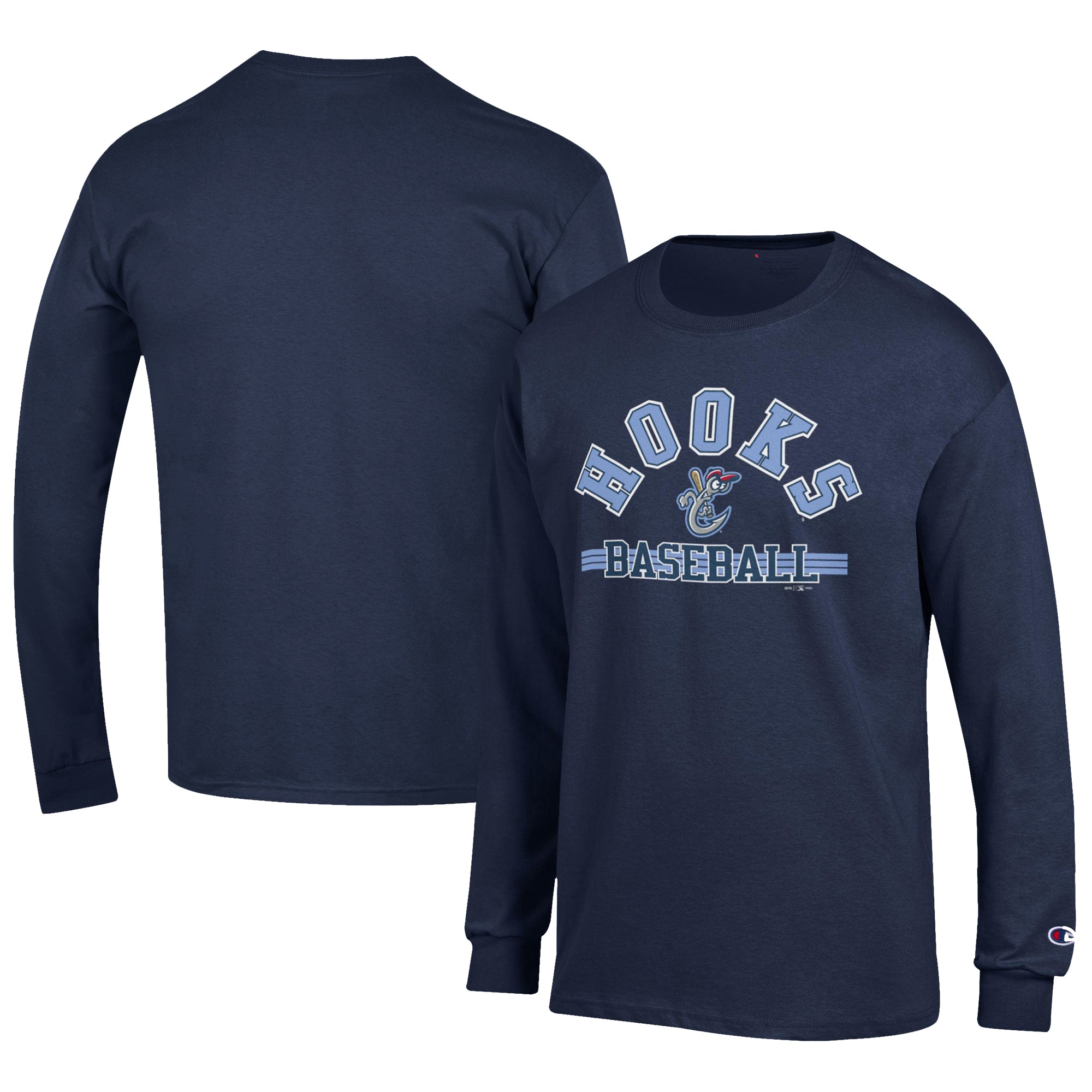Men's Champion Navy Corpus Christi Hooks Jersey Long Sleeve T-Shirt