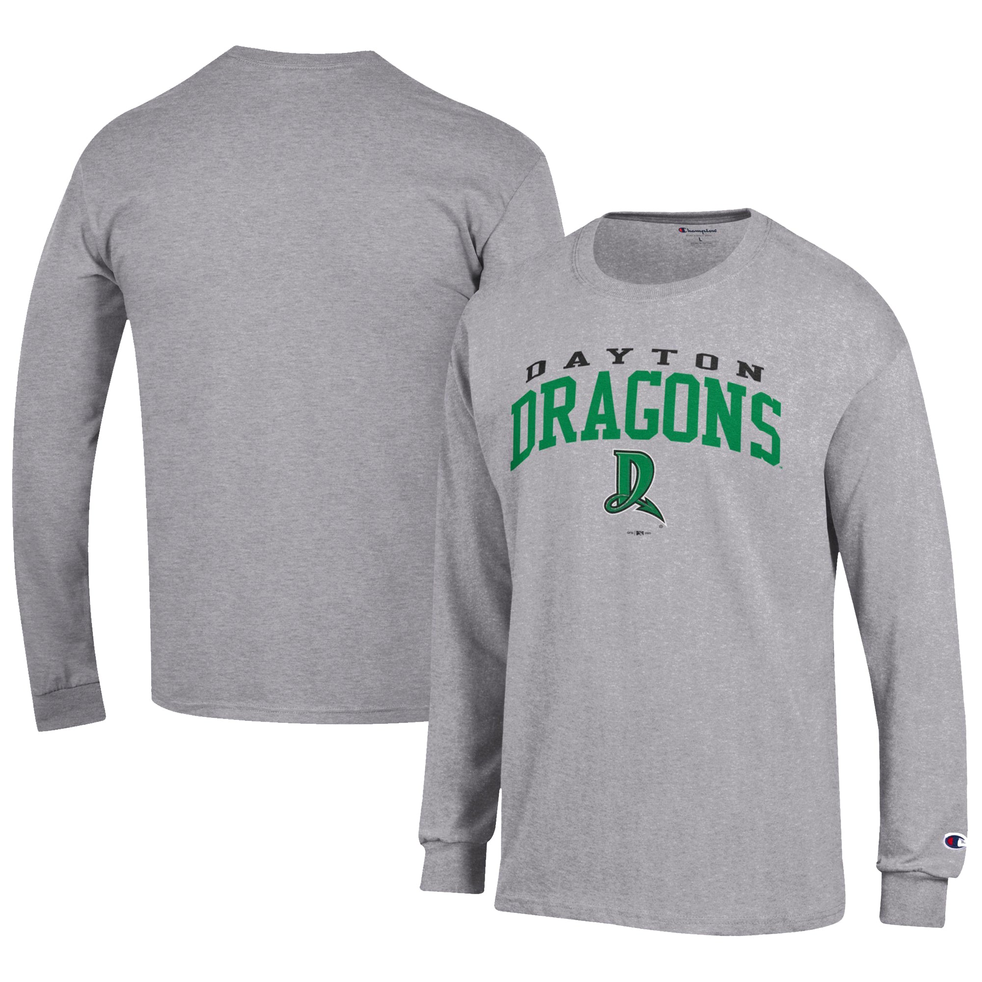 Men's Champion Gray Dayton Dragons Jersey Long Sleeve T-Shirt