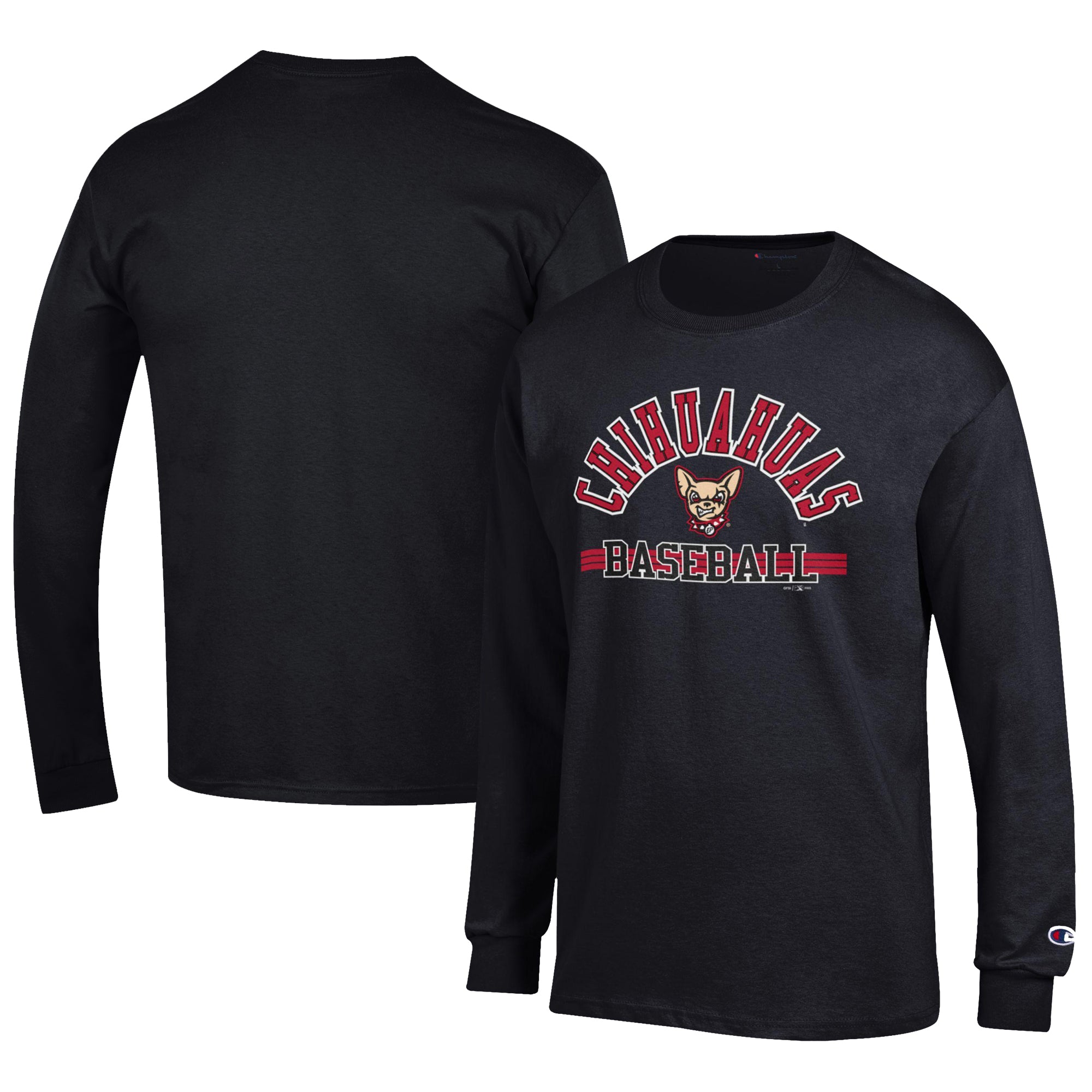 Men's Champion Black El Paso Chihuahuas Jersey Long Sleeve T-Shirt