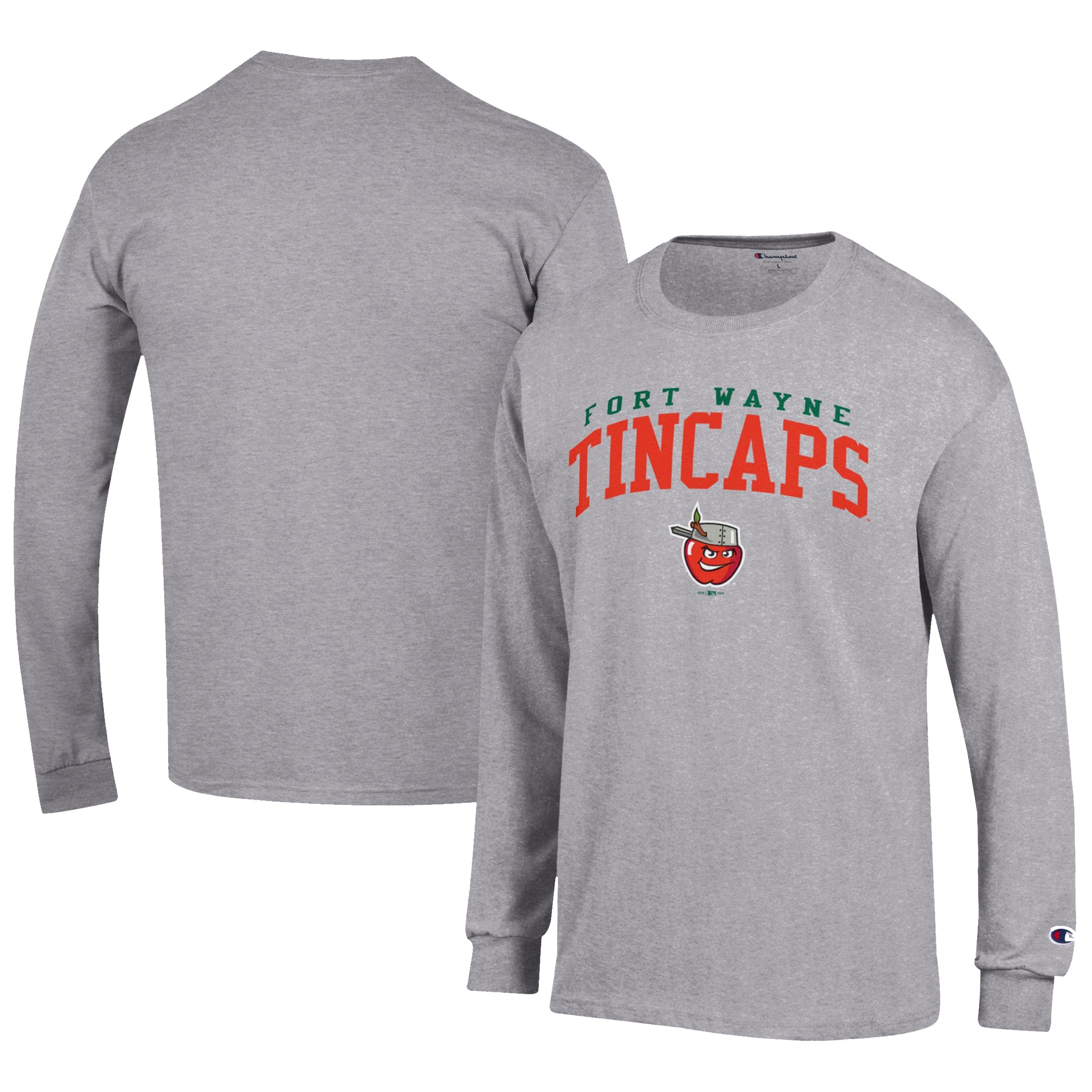 Men's Champion Gray Fort Wayne TinCaps Jersey Long Sleeve T-Shirt