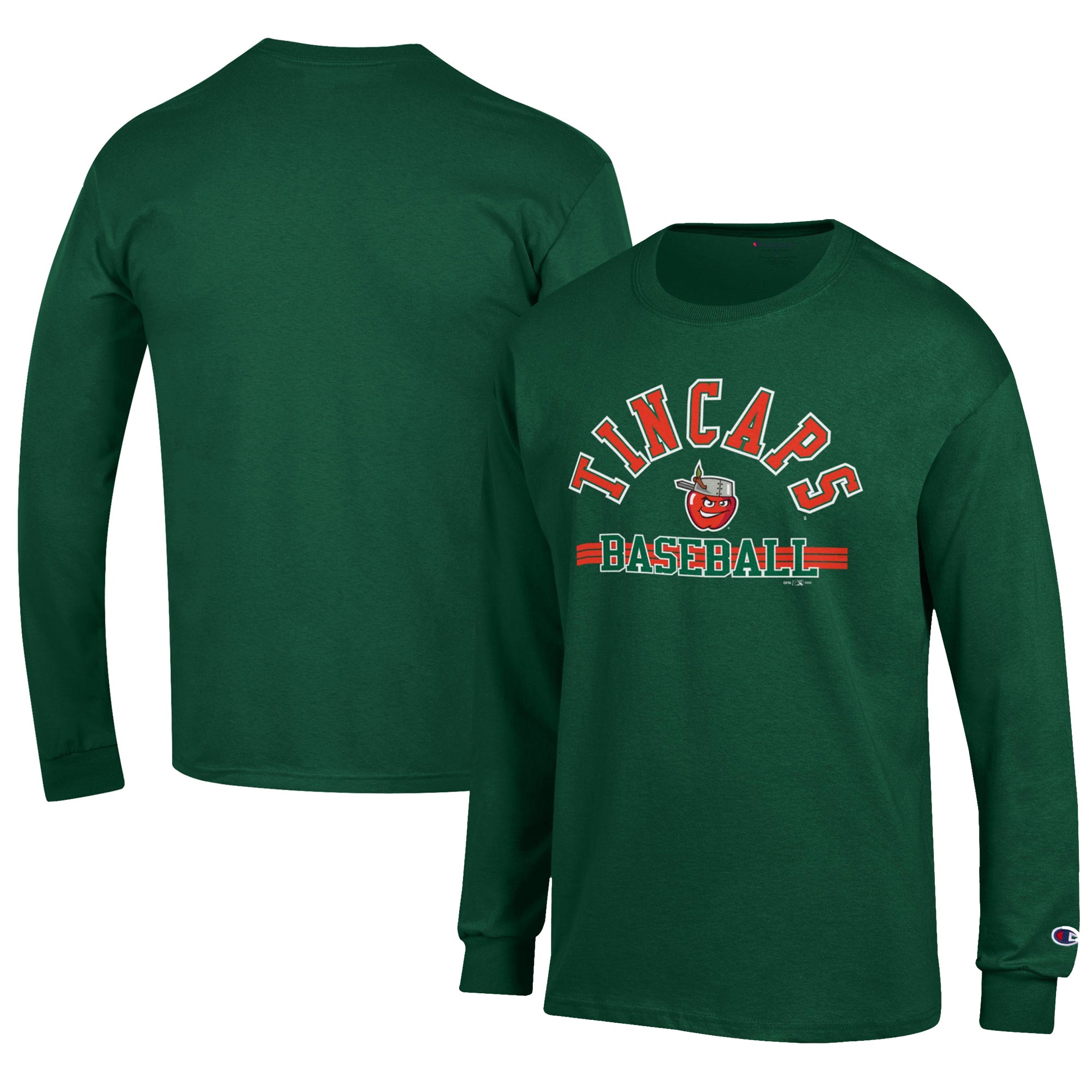 Men's Champion Green Fort Wayne TinCaps Jersey Long Sleeve T-Shirt