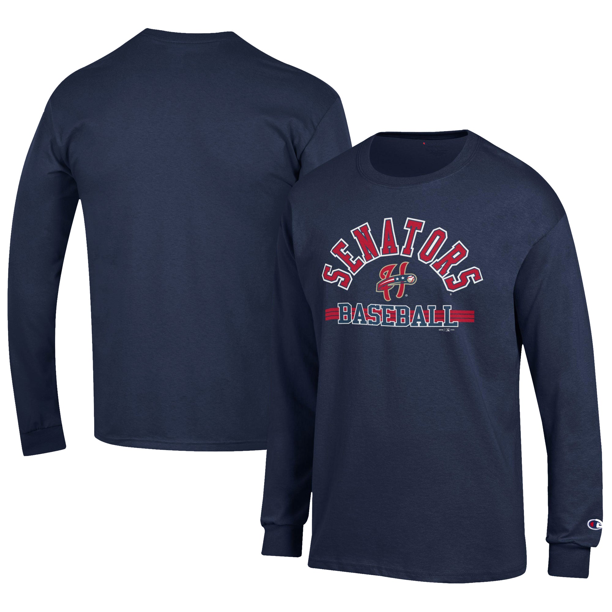 Men's Champion Navy Harrisburg Senators Jersey Long Sleeve T-Shirt