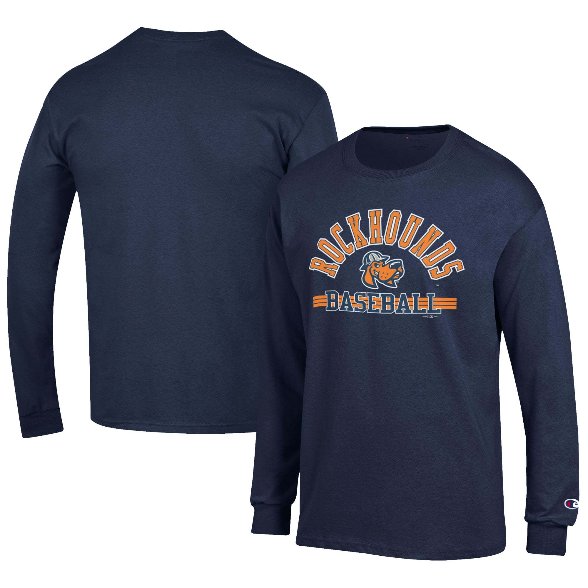 Men's Champion Navy Midland Rockhounds Jersey Long Sleeve T-Shirt