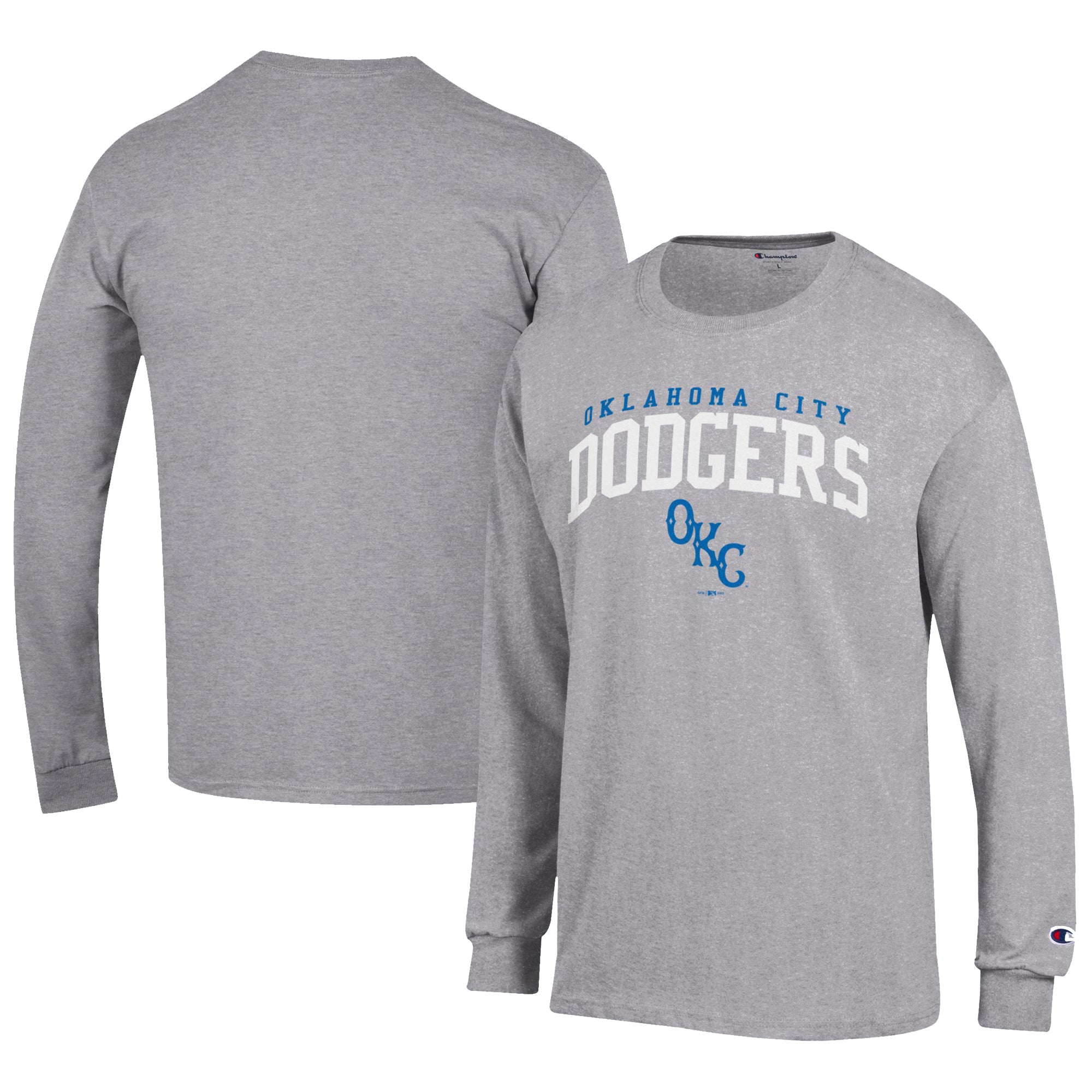 Men's Champion Gray Oklahoma City Dodgers Jersey Long Sleeve T-Shirt