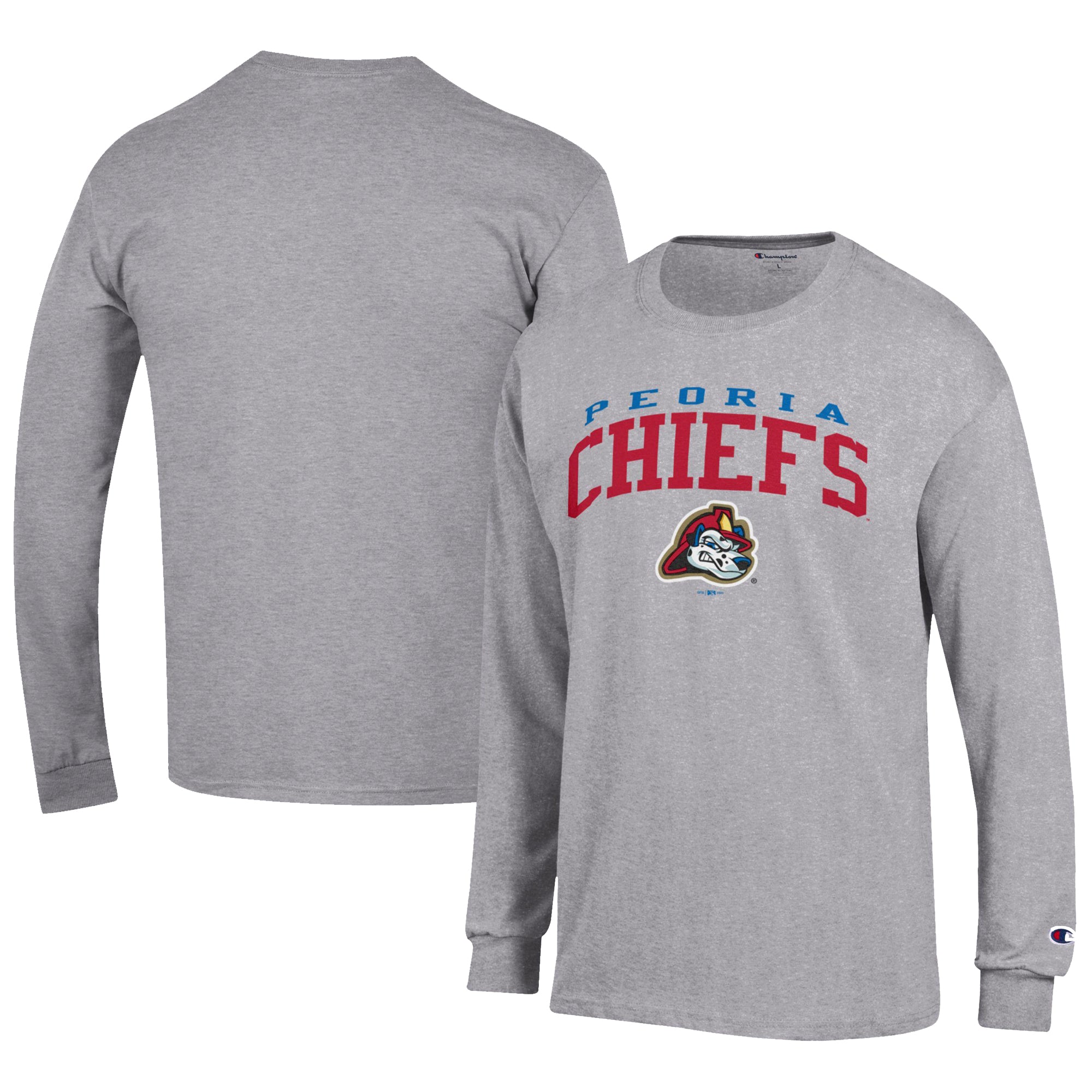 Men's Champion Gray Peoria Chiefs Jersey Long Sleeve T-Shirt
