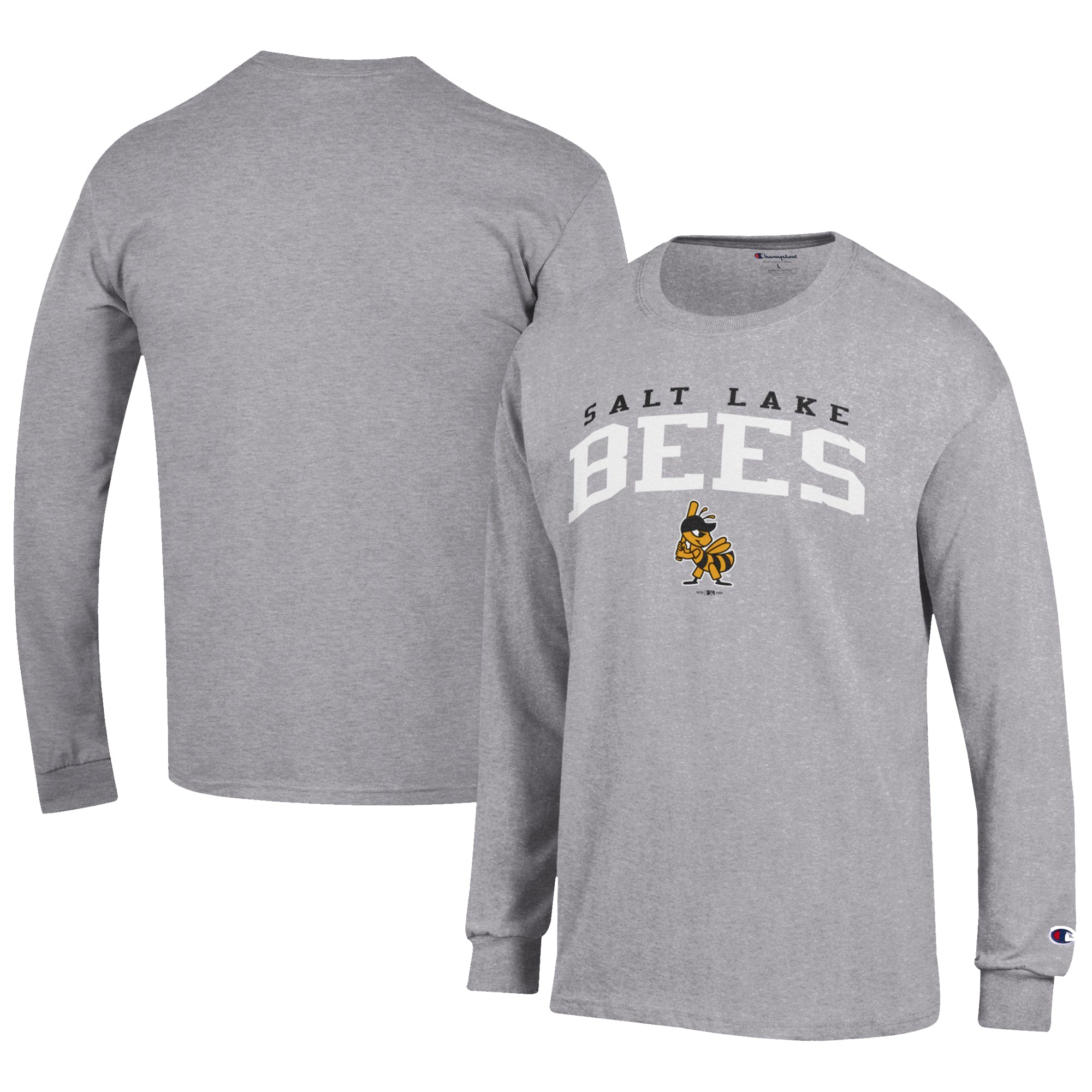 Men's Champion Gray Salt Lake Bees Jersey Long Sleeve T-Shirt