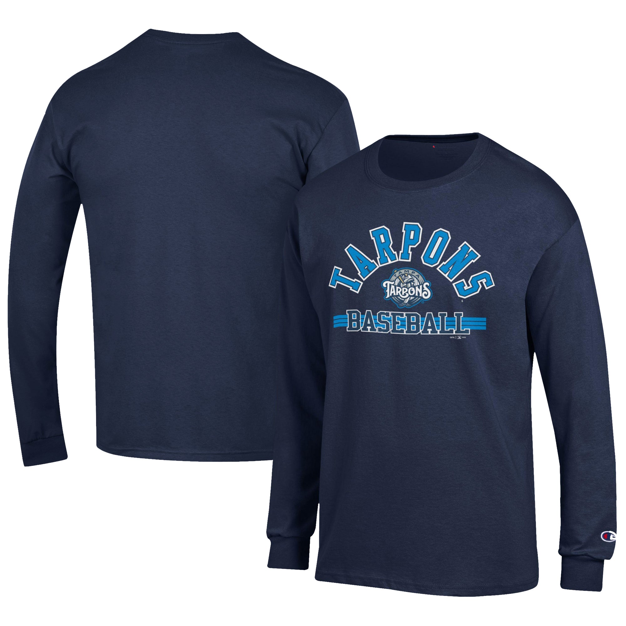 Men's Champion Navy Tampa Tarpons Jersey Long Sleeve T-Shirt