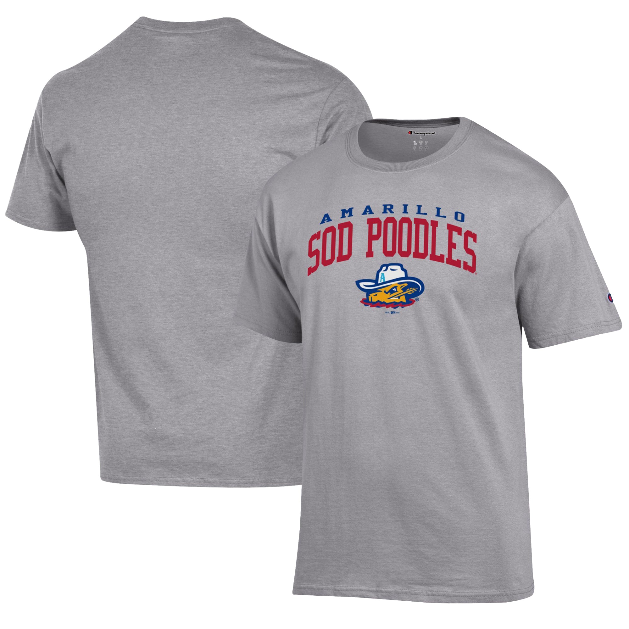 Men's Champion Gray Amarillo Sod Poodles Jersey T-Shirt