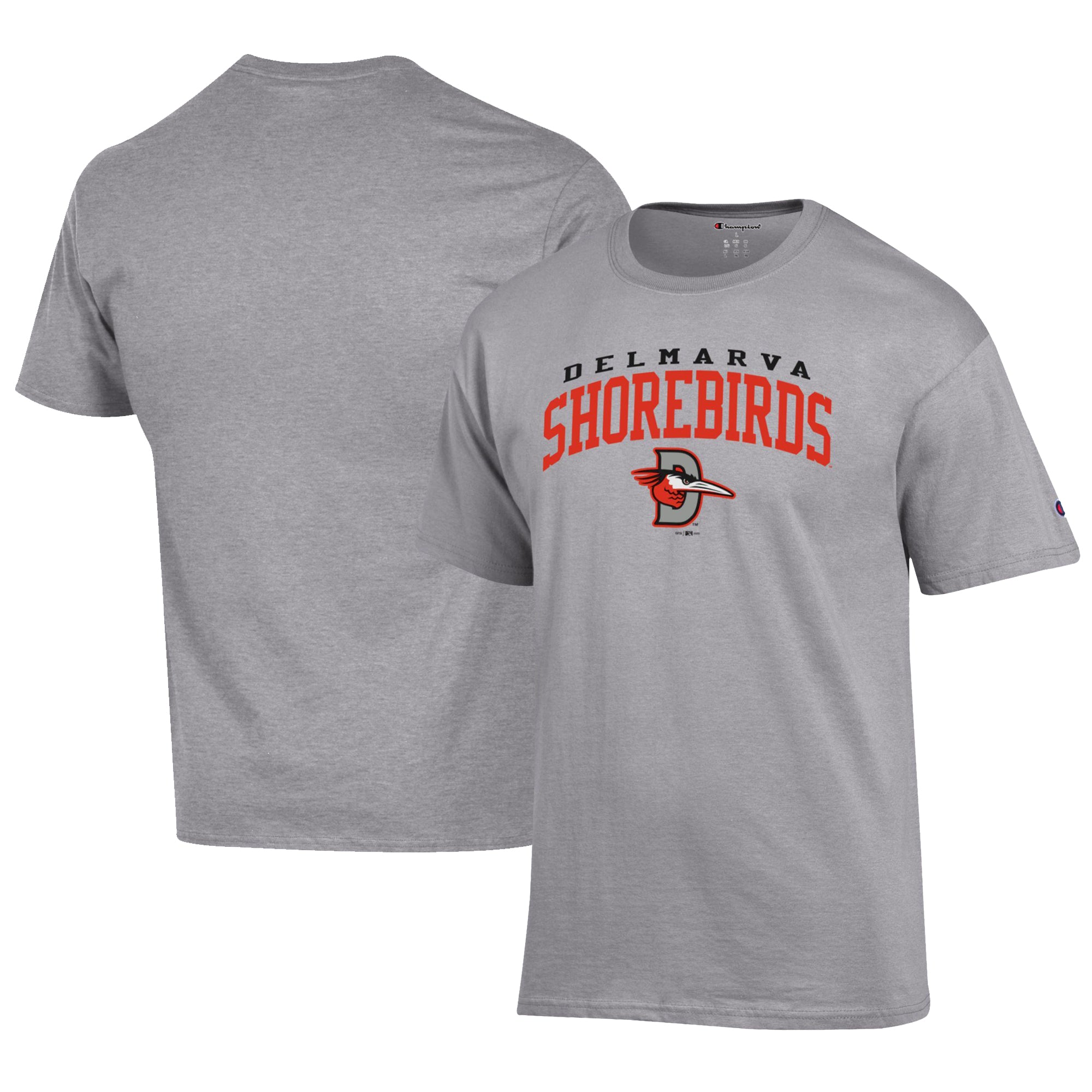 Men's Champion Gray Delmarva Shorebirds Jersey T-Shirt
