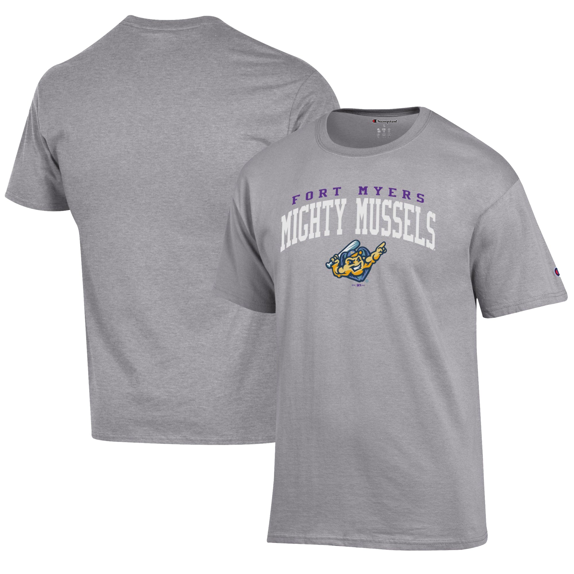 Men's Champion Gray Fort Myers Mighty Mussels Jersey T-Shirt