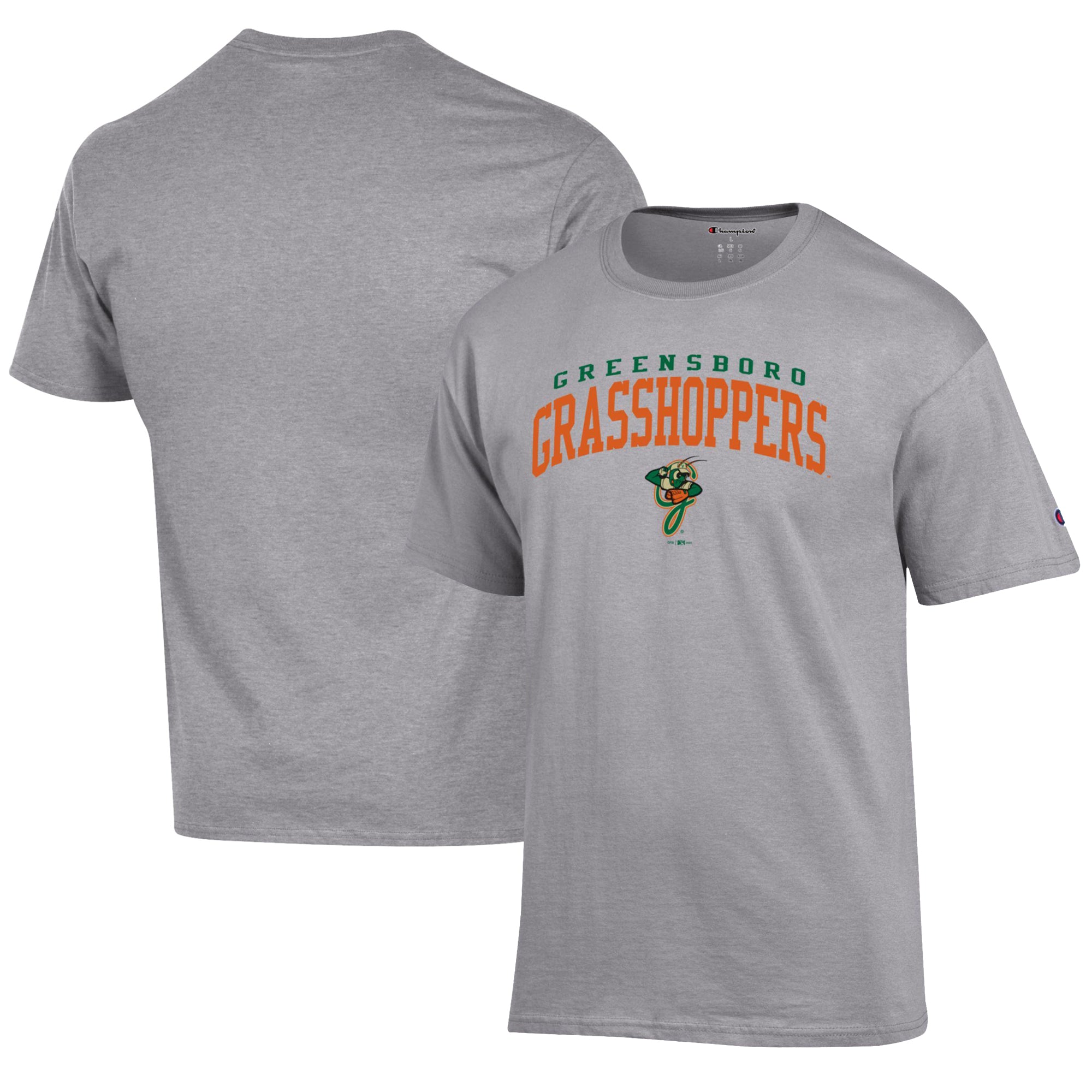 Men's Champion Gray Greensboro Grasshoppers Jersey T-Shirt