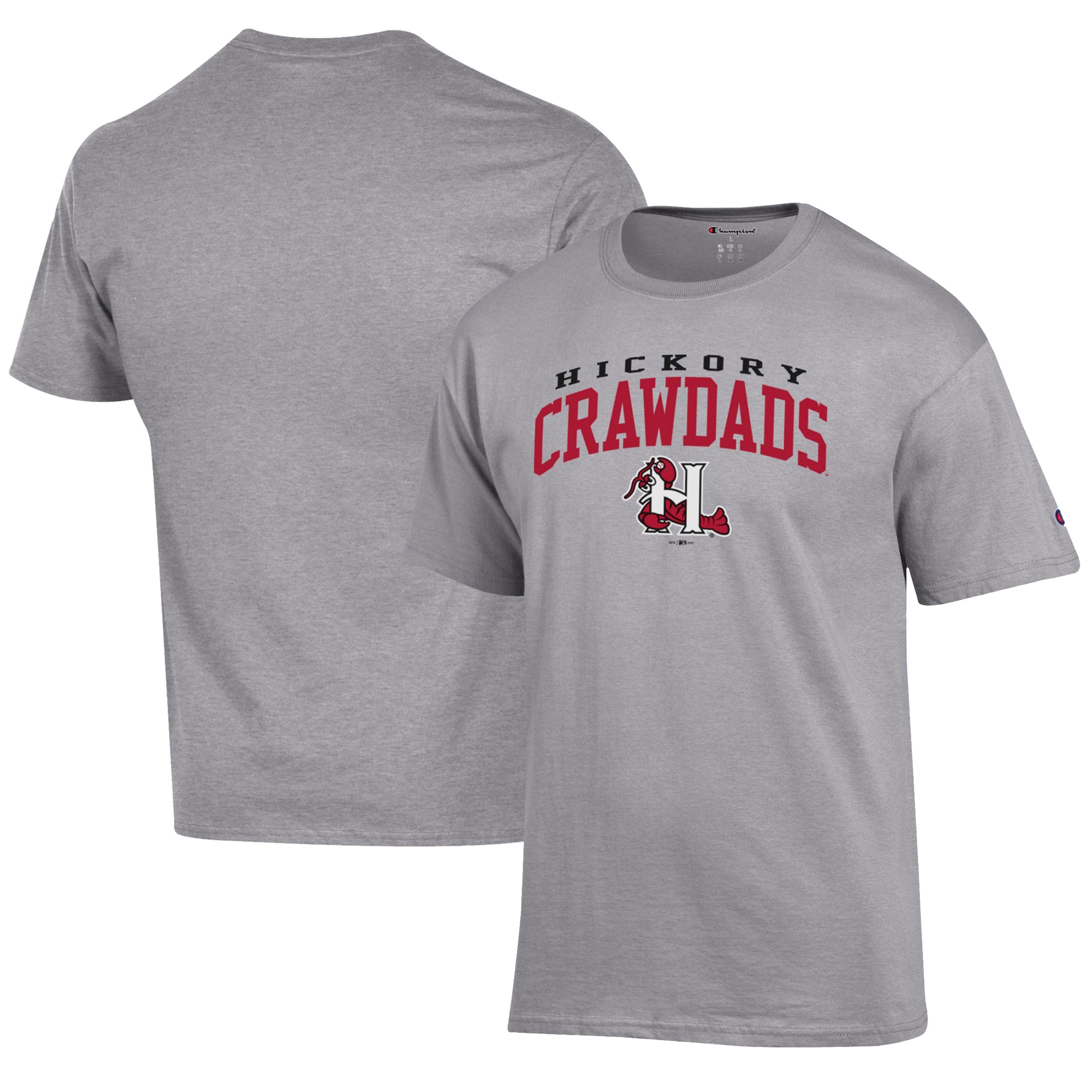 Men's Champion Gray Hickory Crawdads Jersey T-Shirt