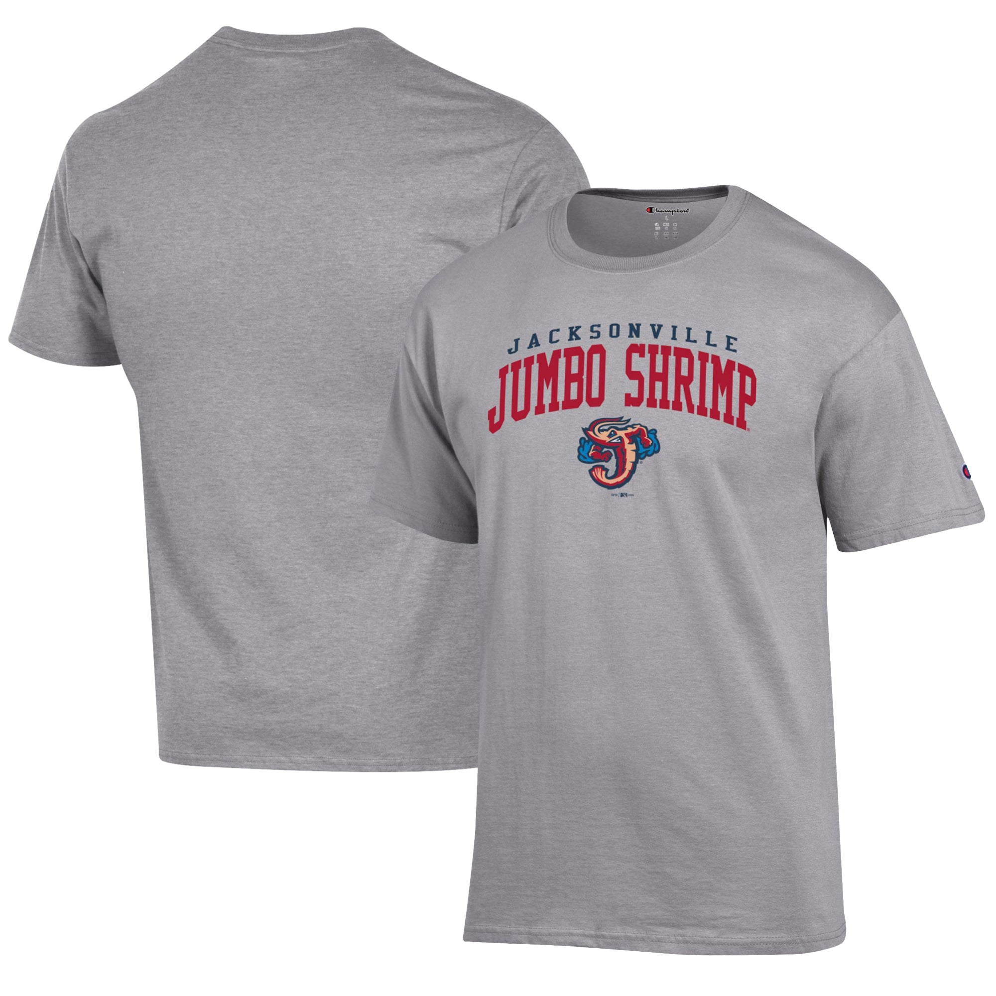 Men's Champion Gray Jacksonville Jumbo Shrimp Jersey T-Shirt