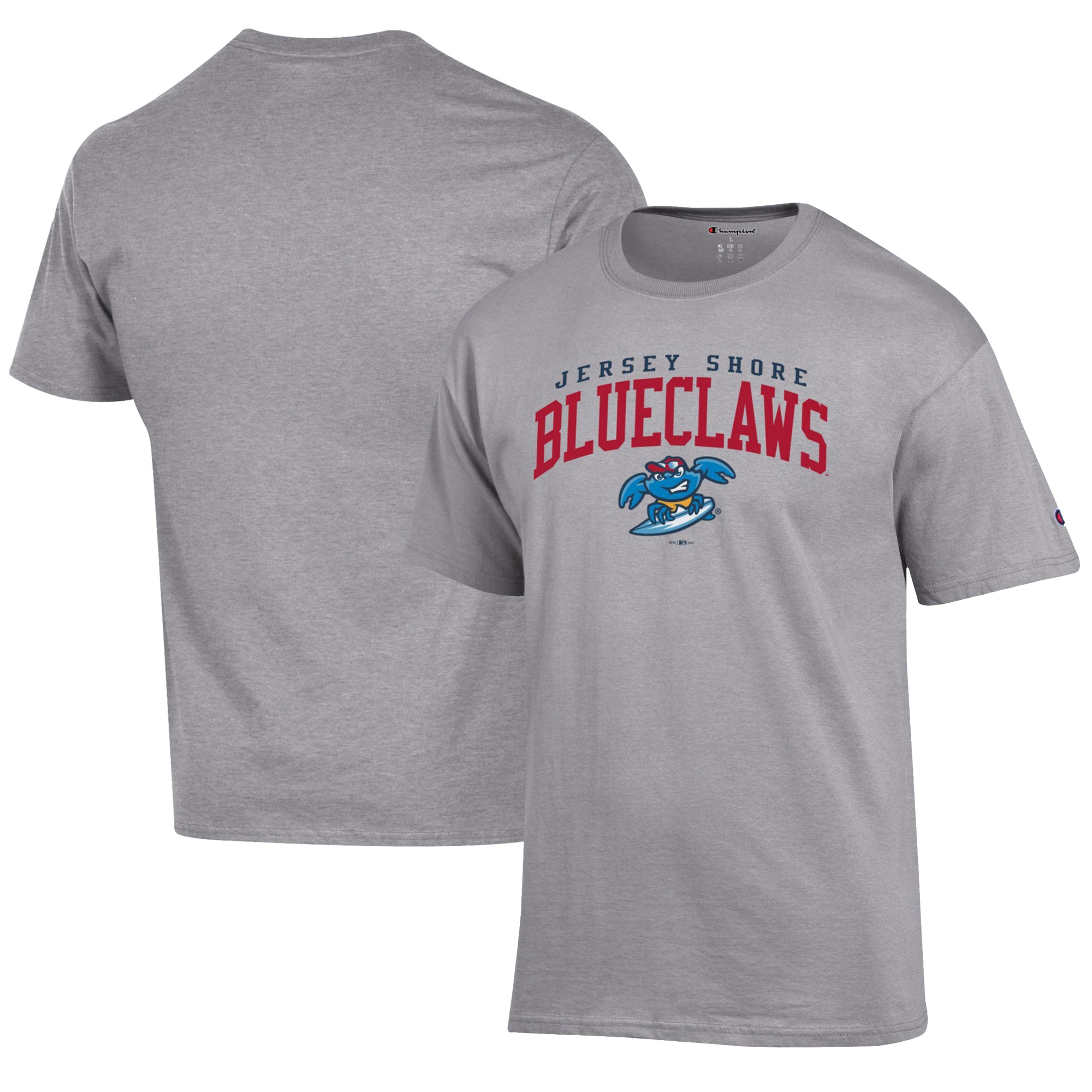 Men's Champion Gray Jersey Shore BlueClaws Jersey T-Shirt