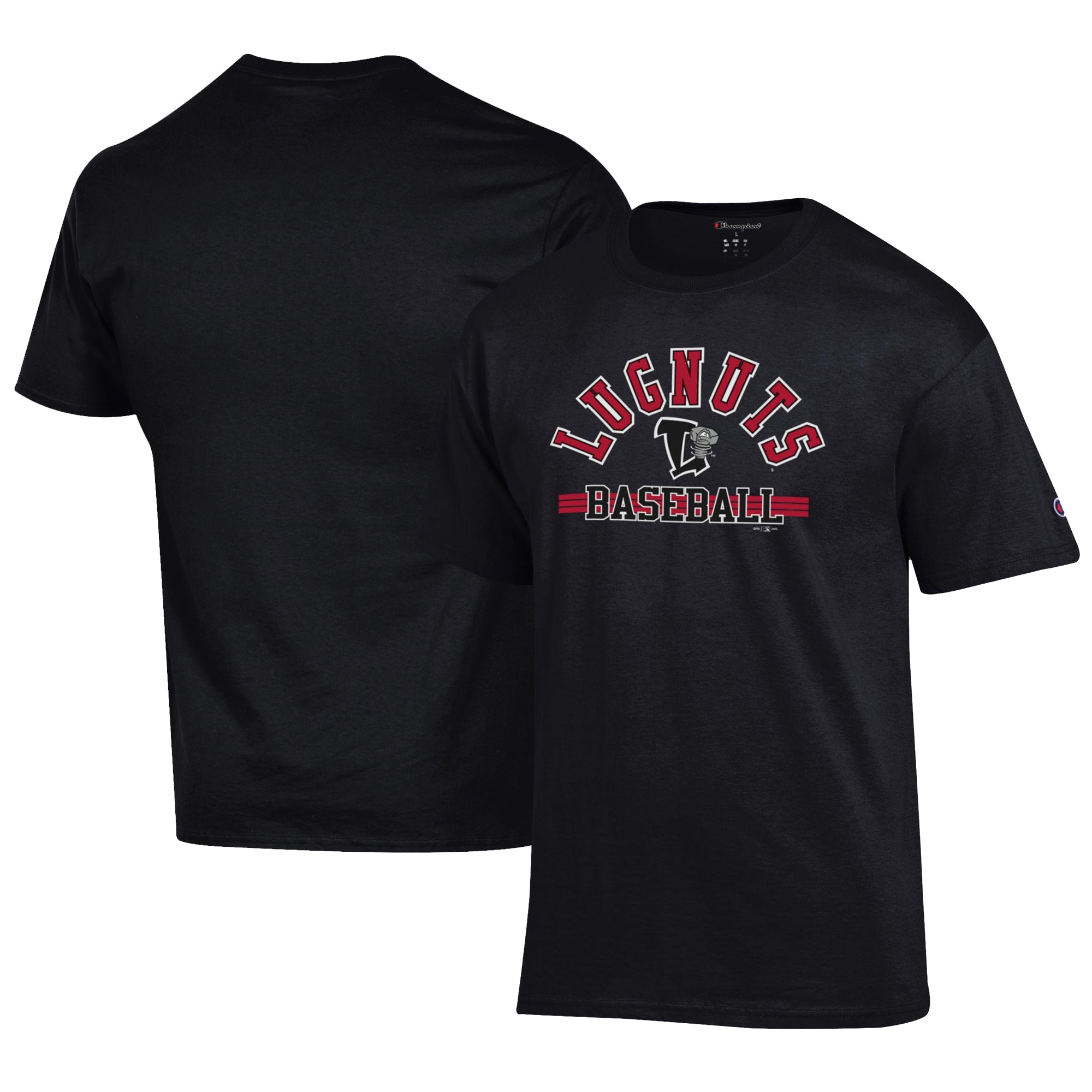 Men's Champion Black Lansing Lugnuts Logo Jersey T-Shirt