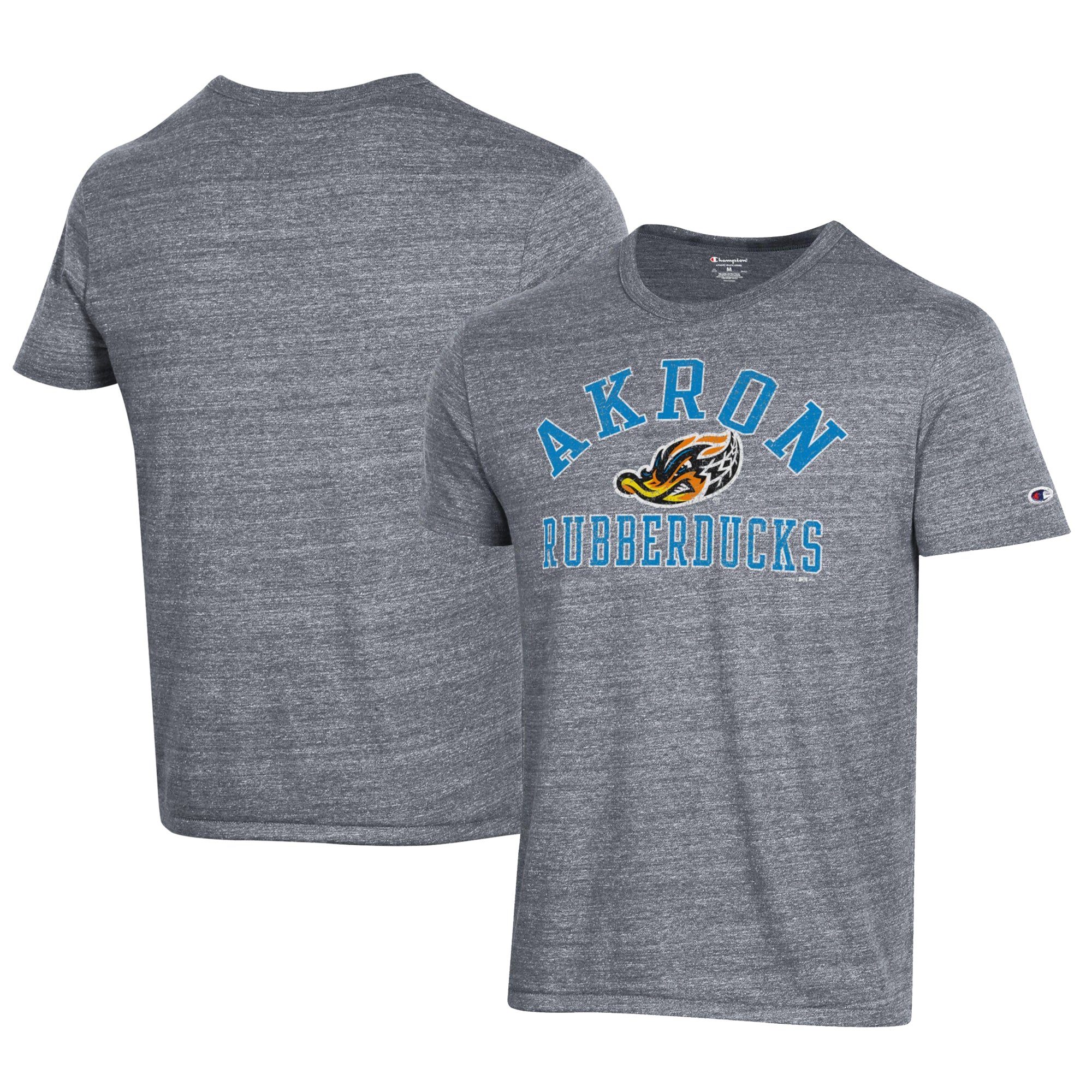Men's Champion Gray Akron RubberDucks Ultimate Tri-Blend T-Shirt