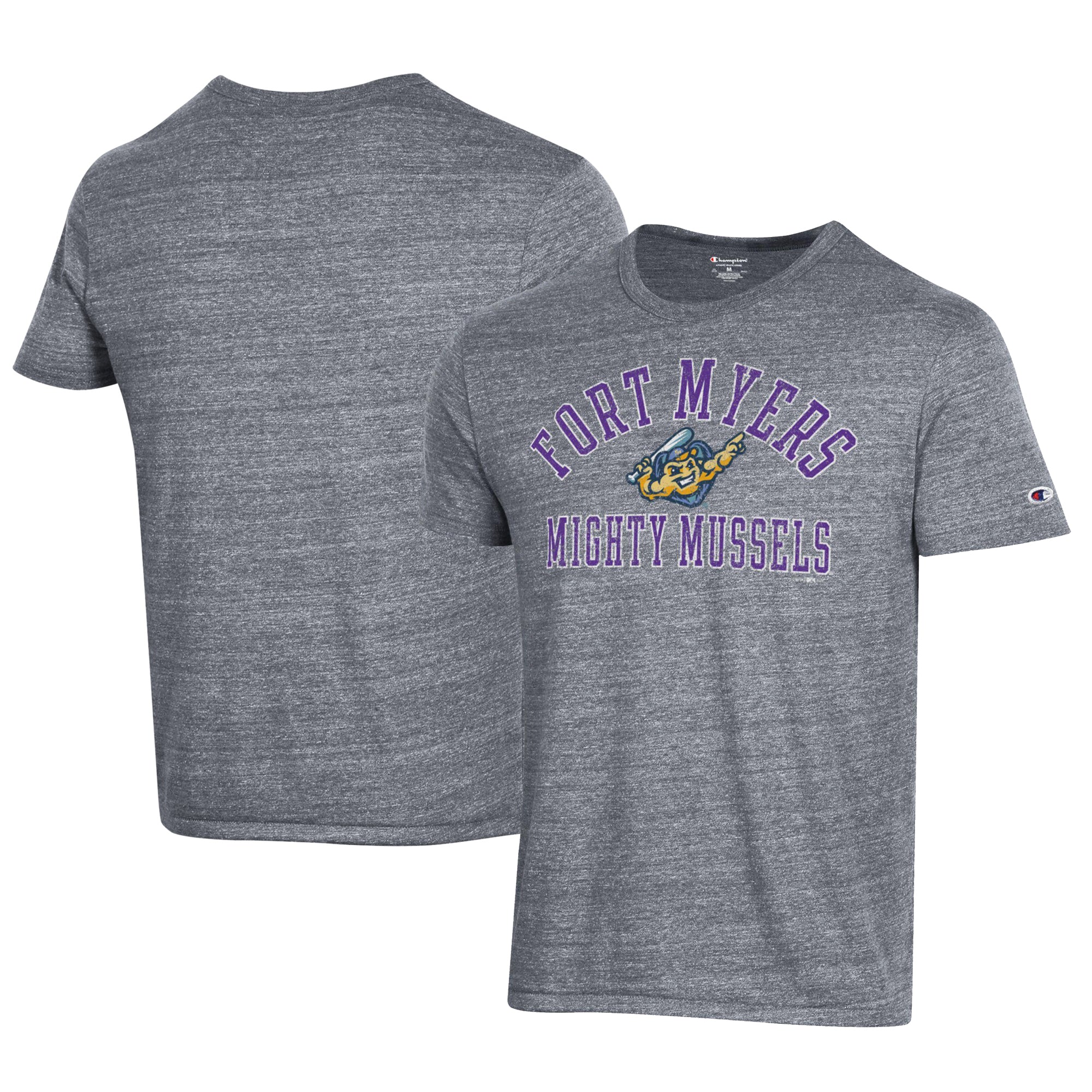 Men's Champion Gray Fort Myers Mighty Mussels Ultimate Tri-Blend T-Shirt