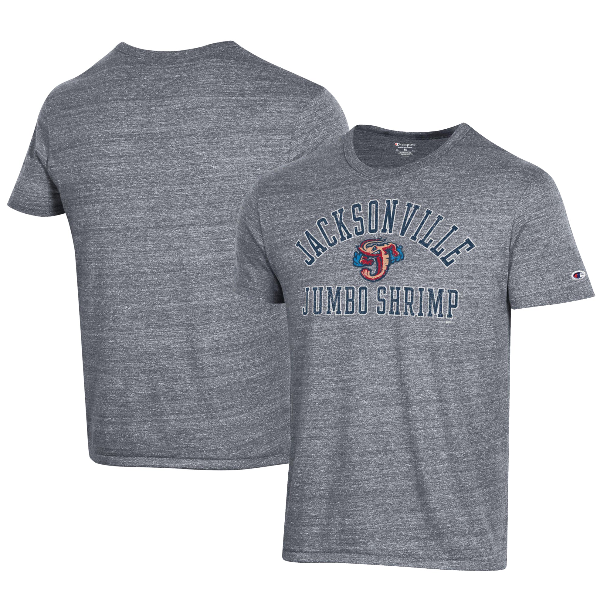 Men's Champion Gray Jacksonville Jumbo Shrimp Ultimate Tri-Blend T-Shirt