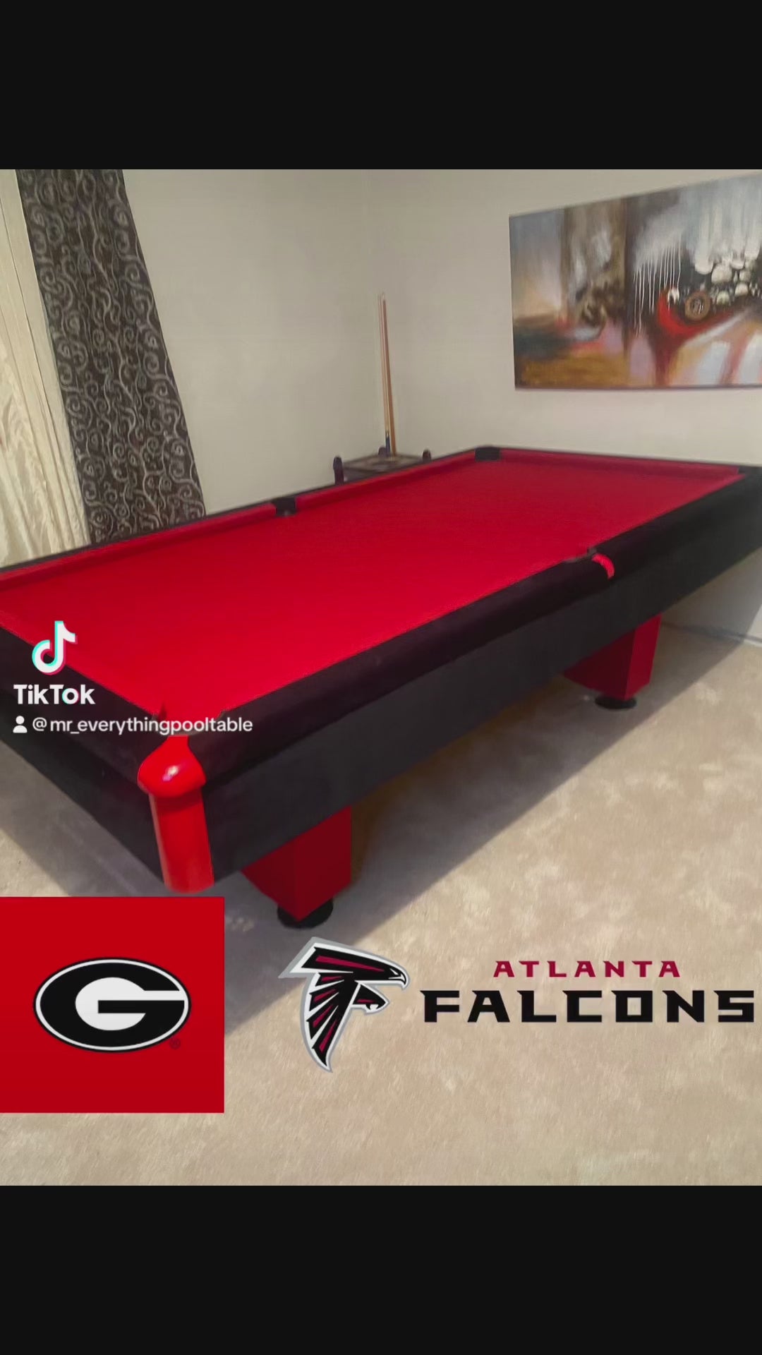 Red and Black Suede Pool Table