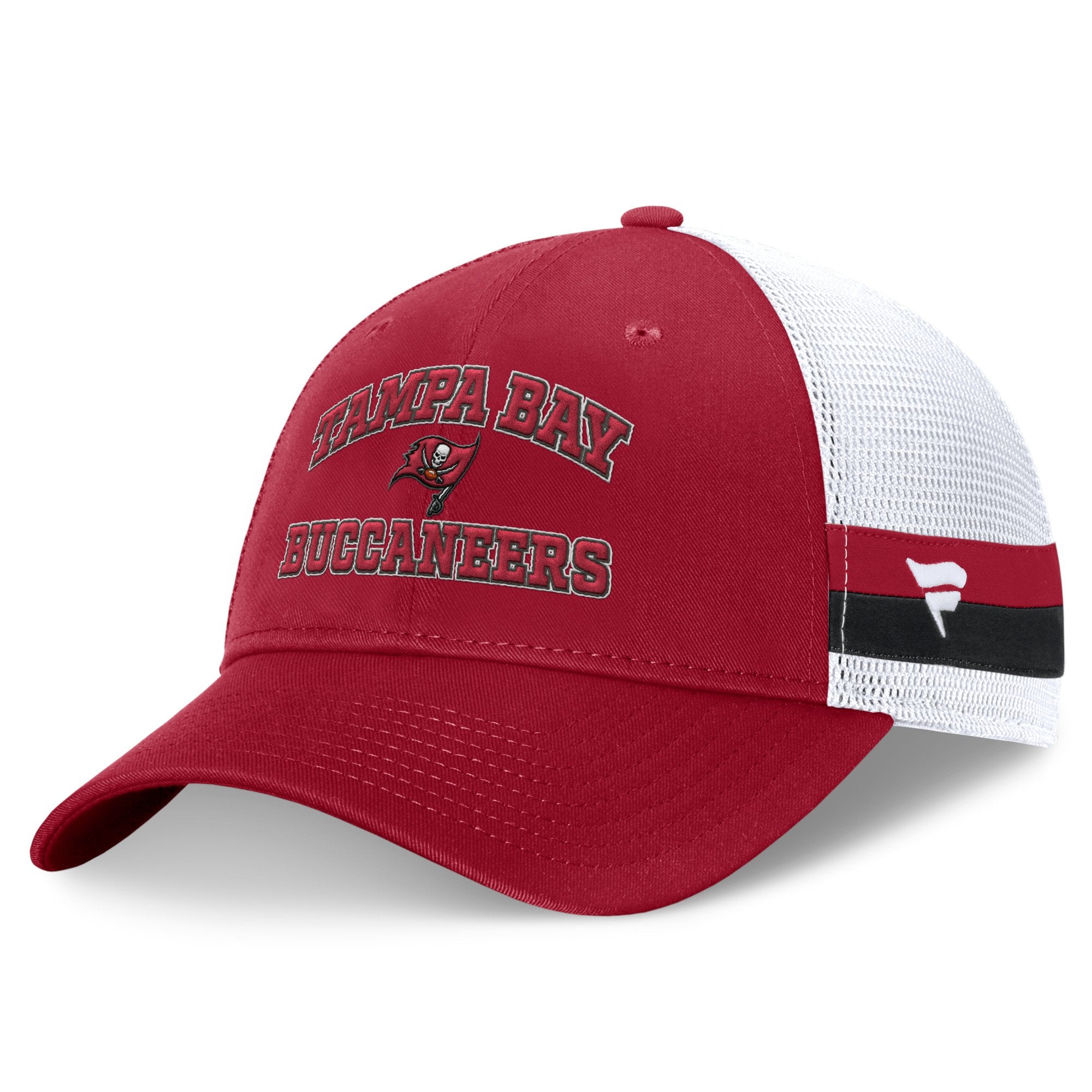 Men's Fanatics  Red/White Tampa Bay Buccaneers Fundamentals Side Stripe Trucker Adjustable Hat