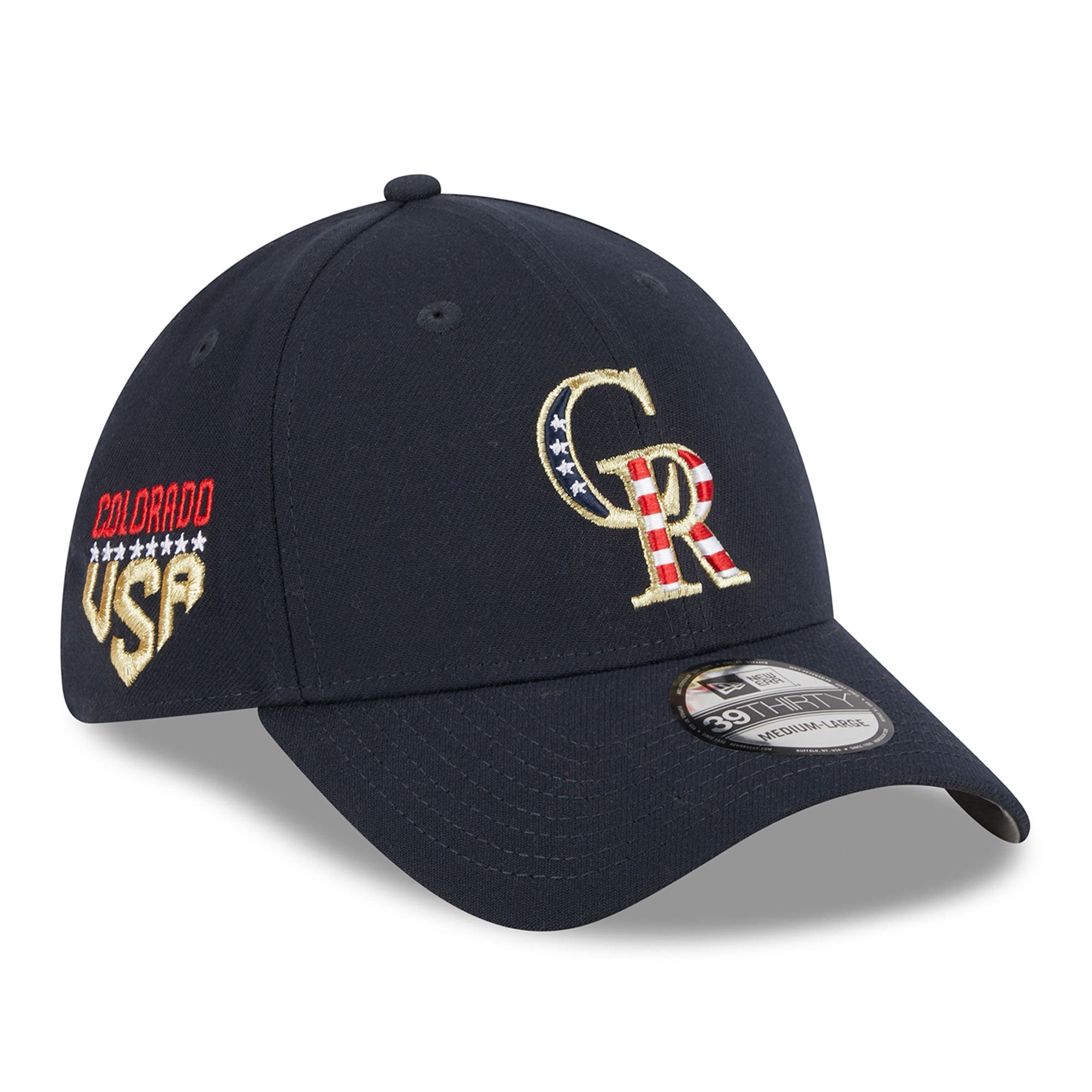 Men's New Era Navy Colorado Rockies 2023 Fourth of July 39THIRTY Flex Hat