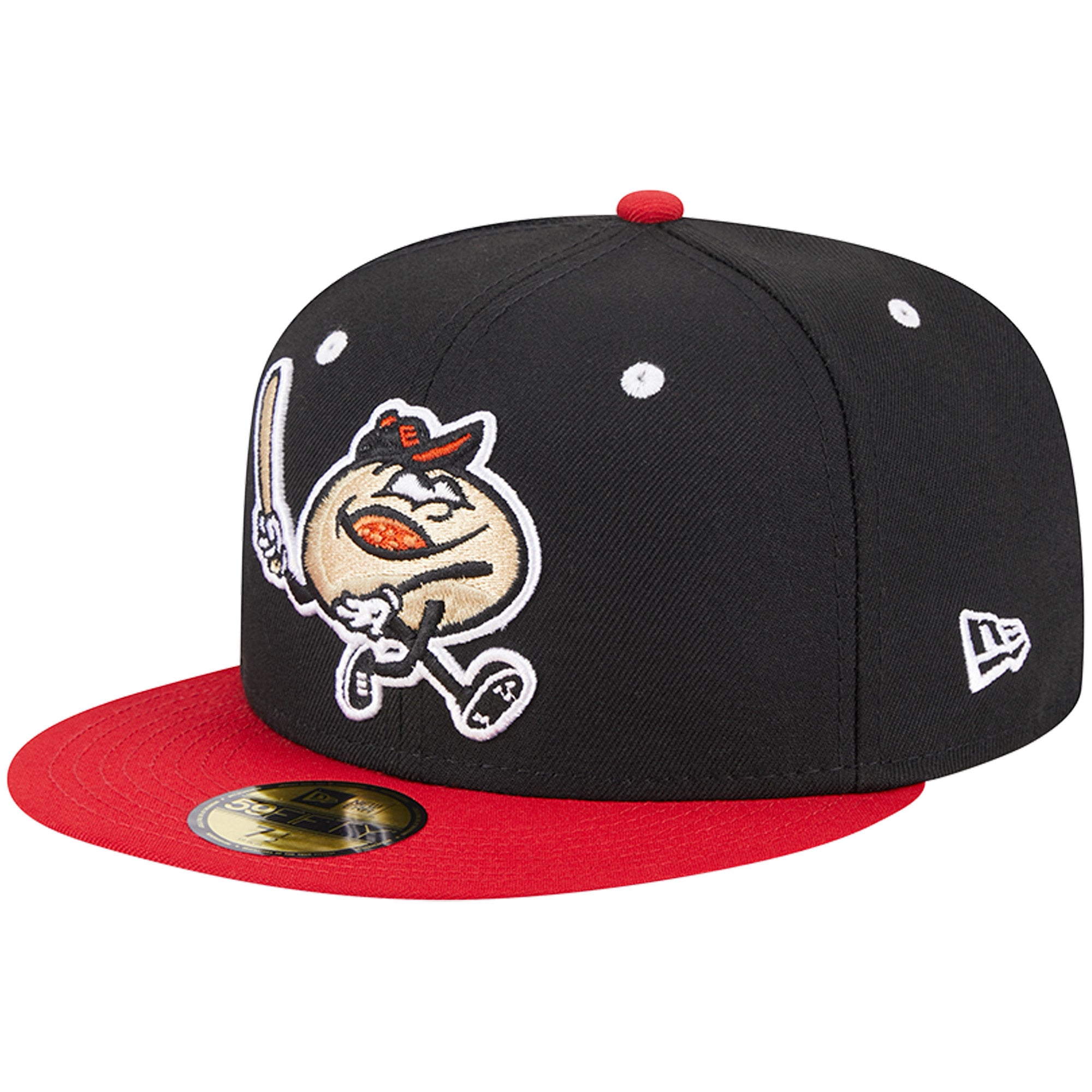 Men's New Era Black Erie SeaWolves Theme Nights Erie Pepperoni Balls  59FIFTY Fitted Hat