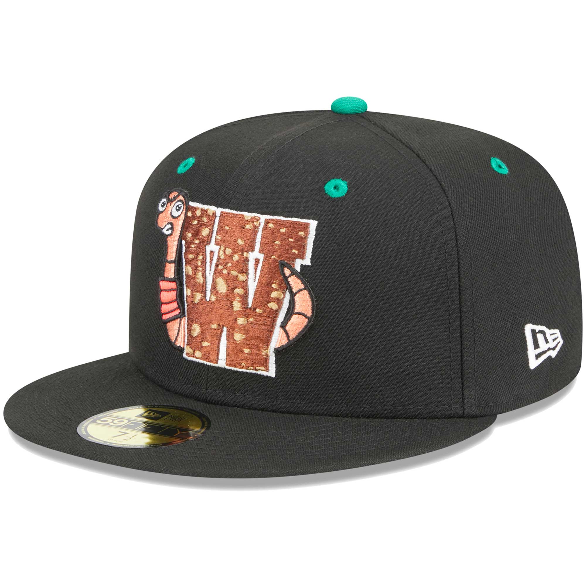 Men's New Era Black Worcester Red Sox Theme Nights Wicked Worms of Worcester  59FIFTY Fitted Hat