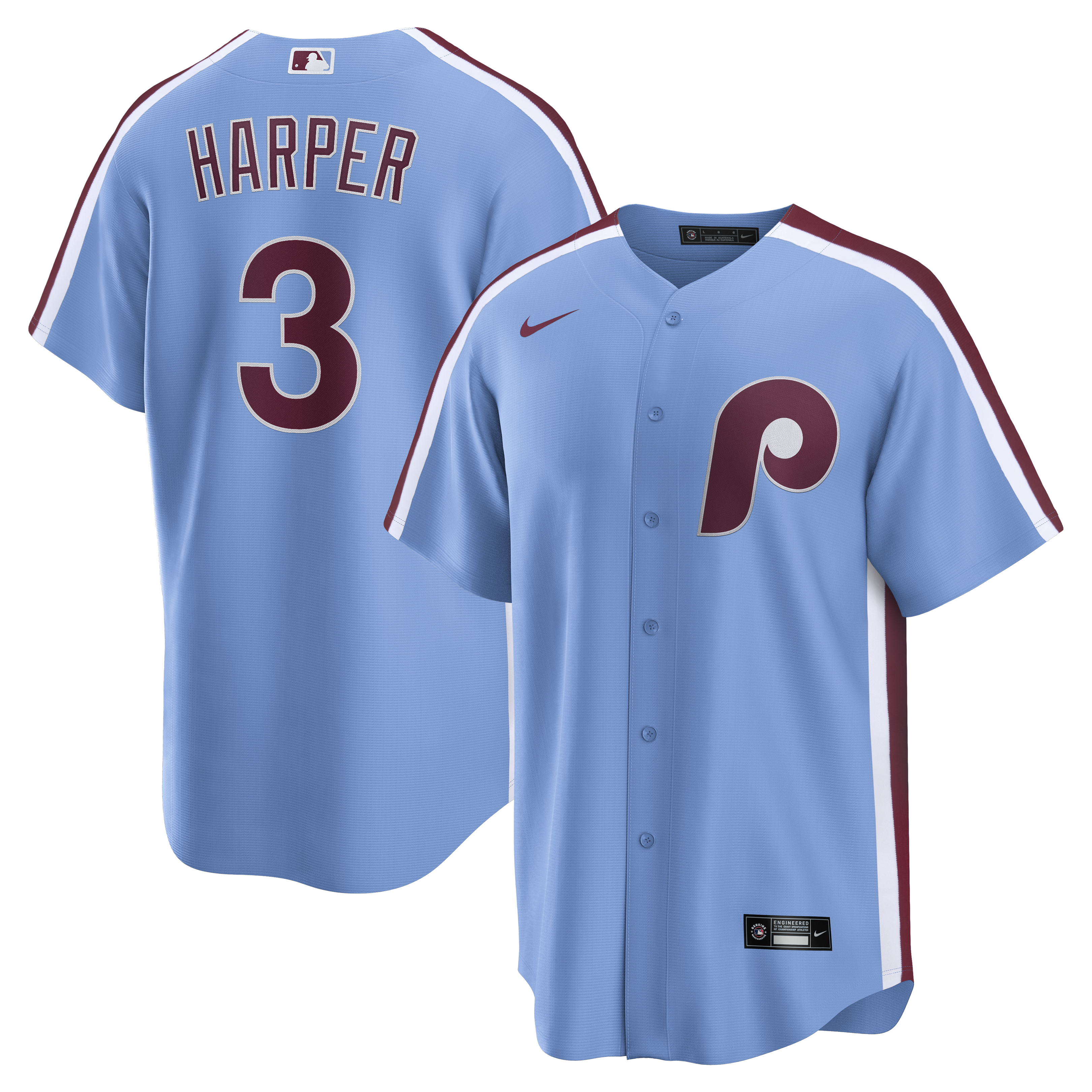 Men's Nike Bryce Harper Light Blue Philadelphia Phillies Alternate Replica Jersey