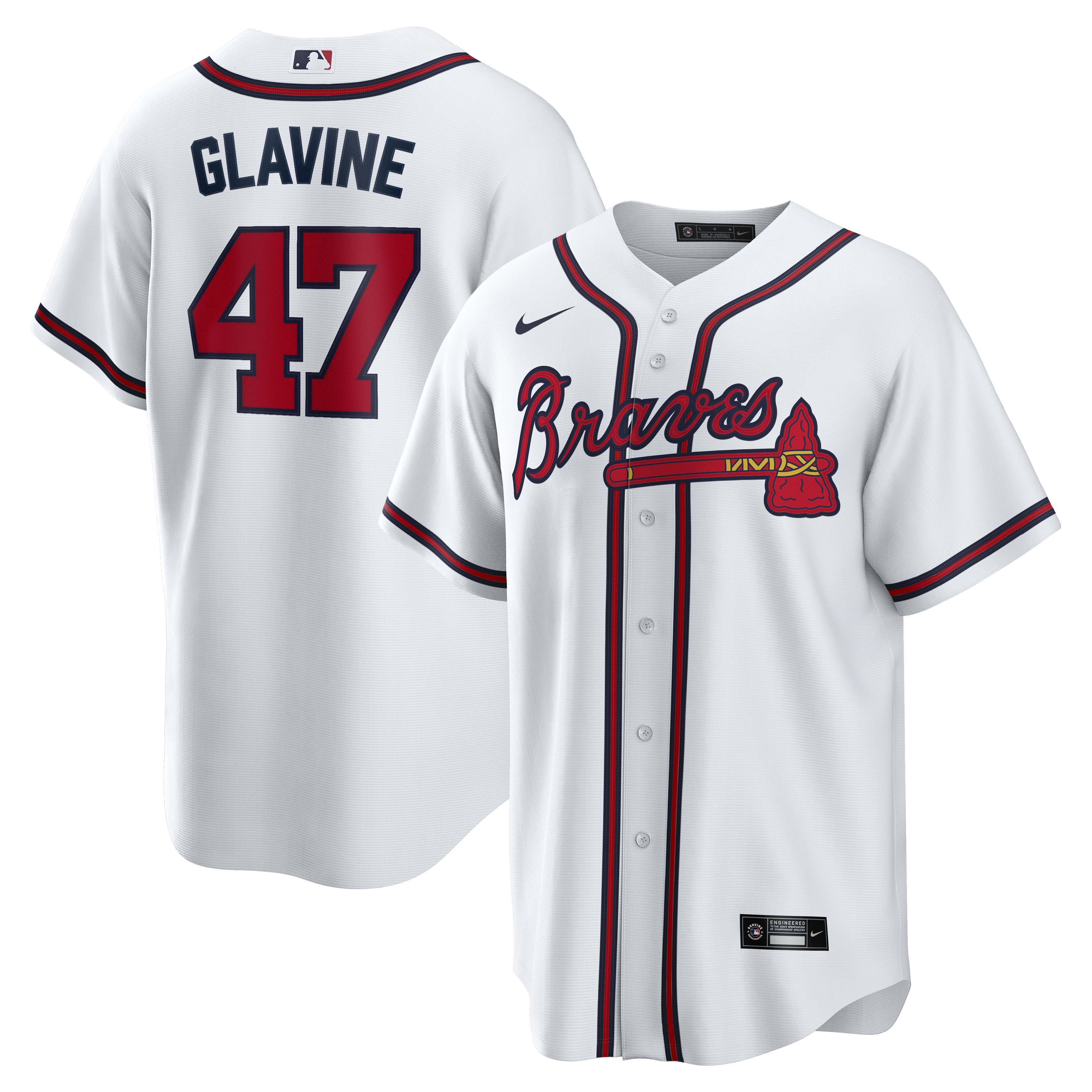 Men's Nike Tom Glavine White Atlanta Braves Home Retired Player Replica Jersey