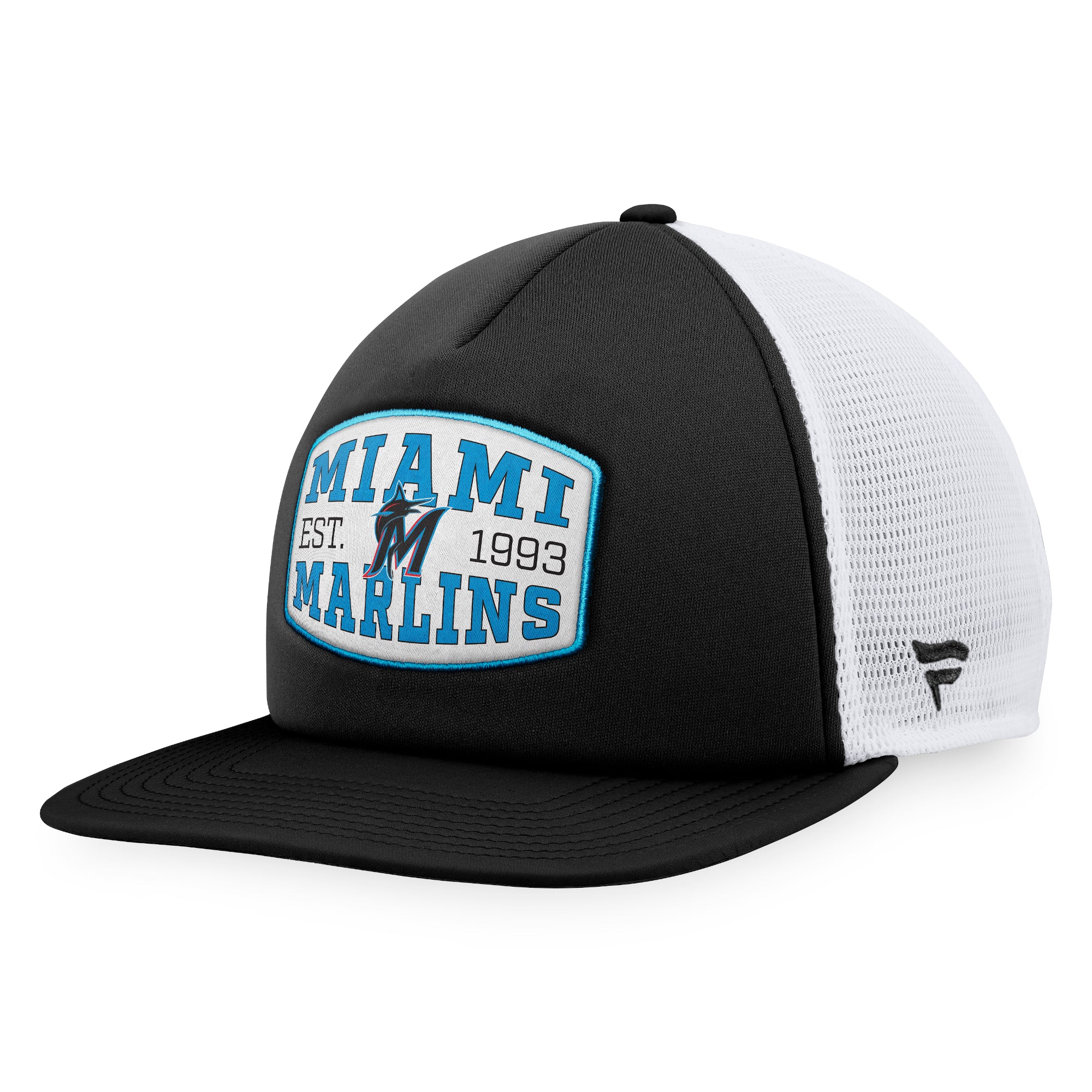 Men's Fanatics  Black Miami Marlins Foam Front Patch Trucker Snapback Hat
