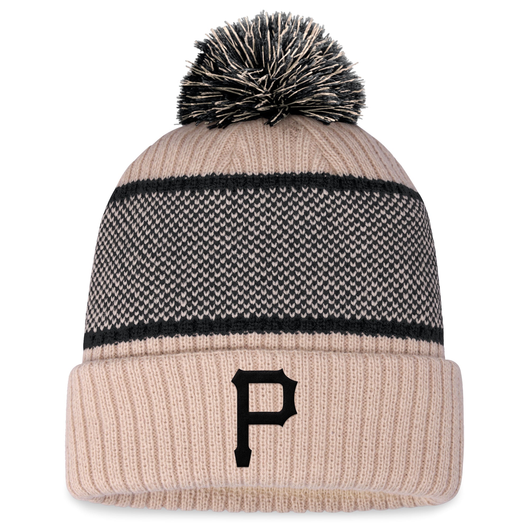 Women's Fanatics Natural/Black Pittsburgh Pirates Cuffed Knit Hat with Pom