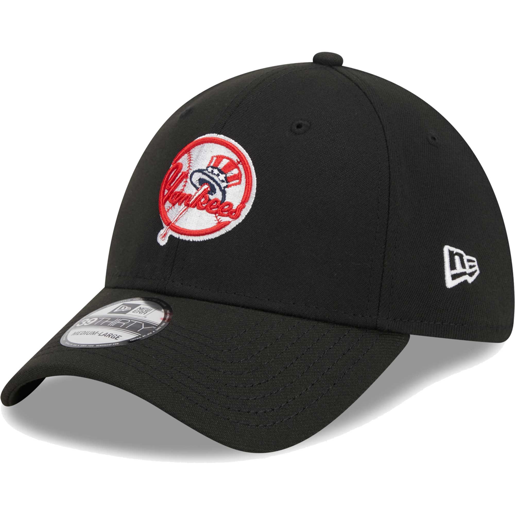 Men's New Era Black New York Yankees Logo 39THIRTY Flex Hat