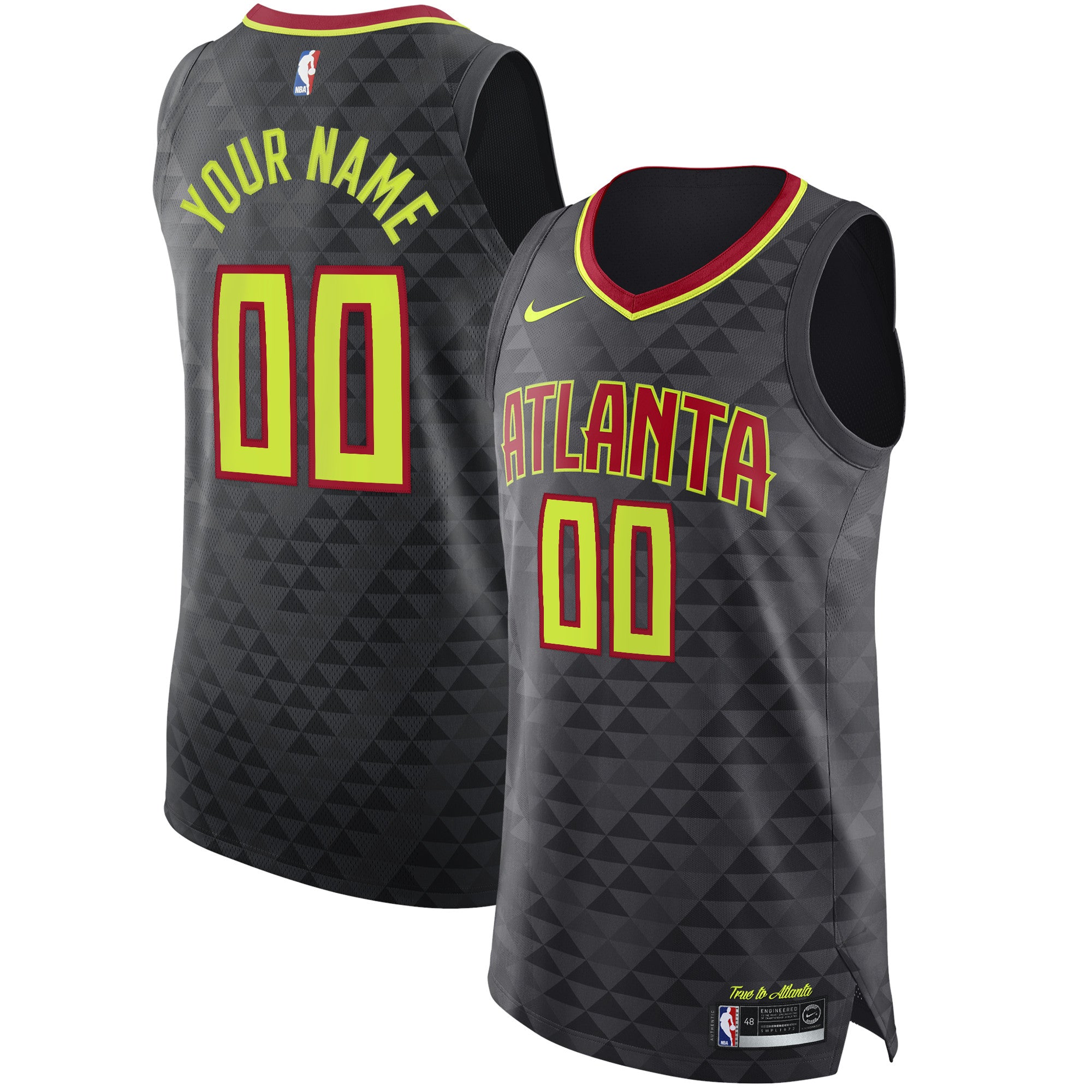 Men's Nike Black Atlanta Hawks Authentic Custom Jersey - Icon Edition