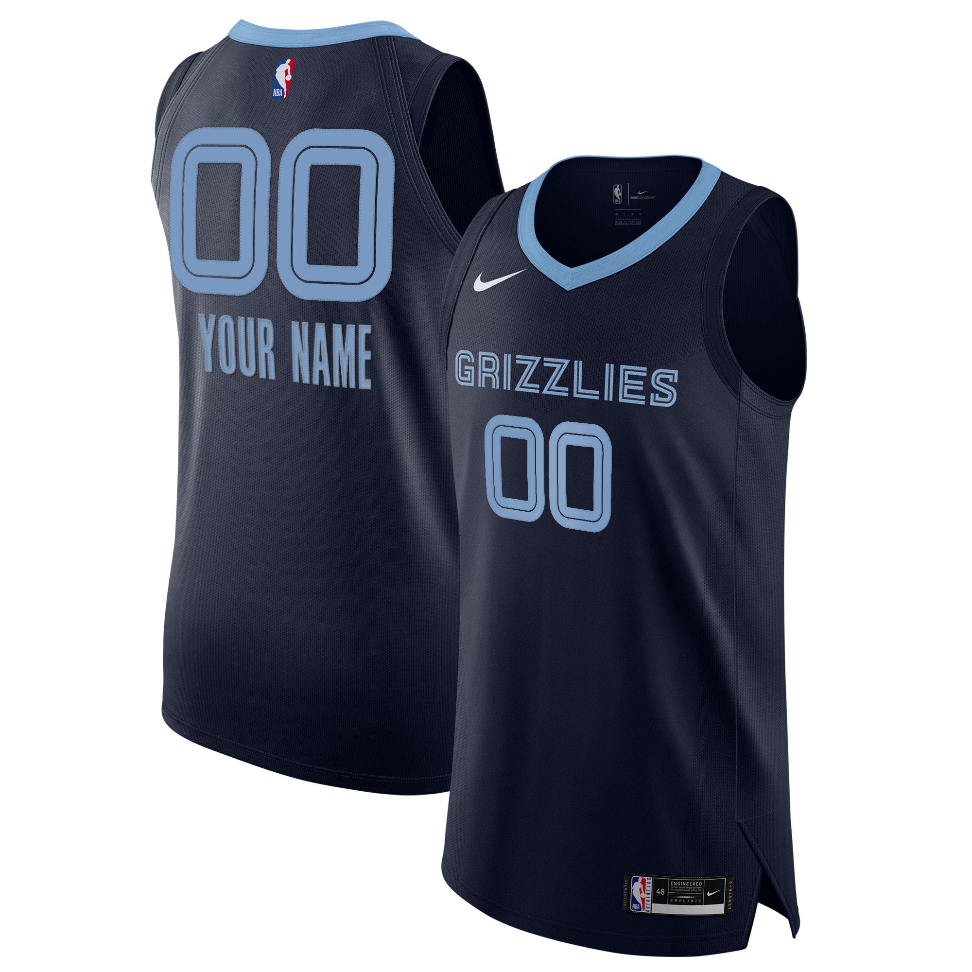 Men's Nike Navy Memphis Grizzlies 2020/21 Authentic Custom Jersey - Icon Edition