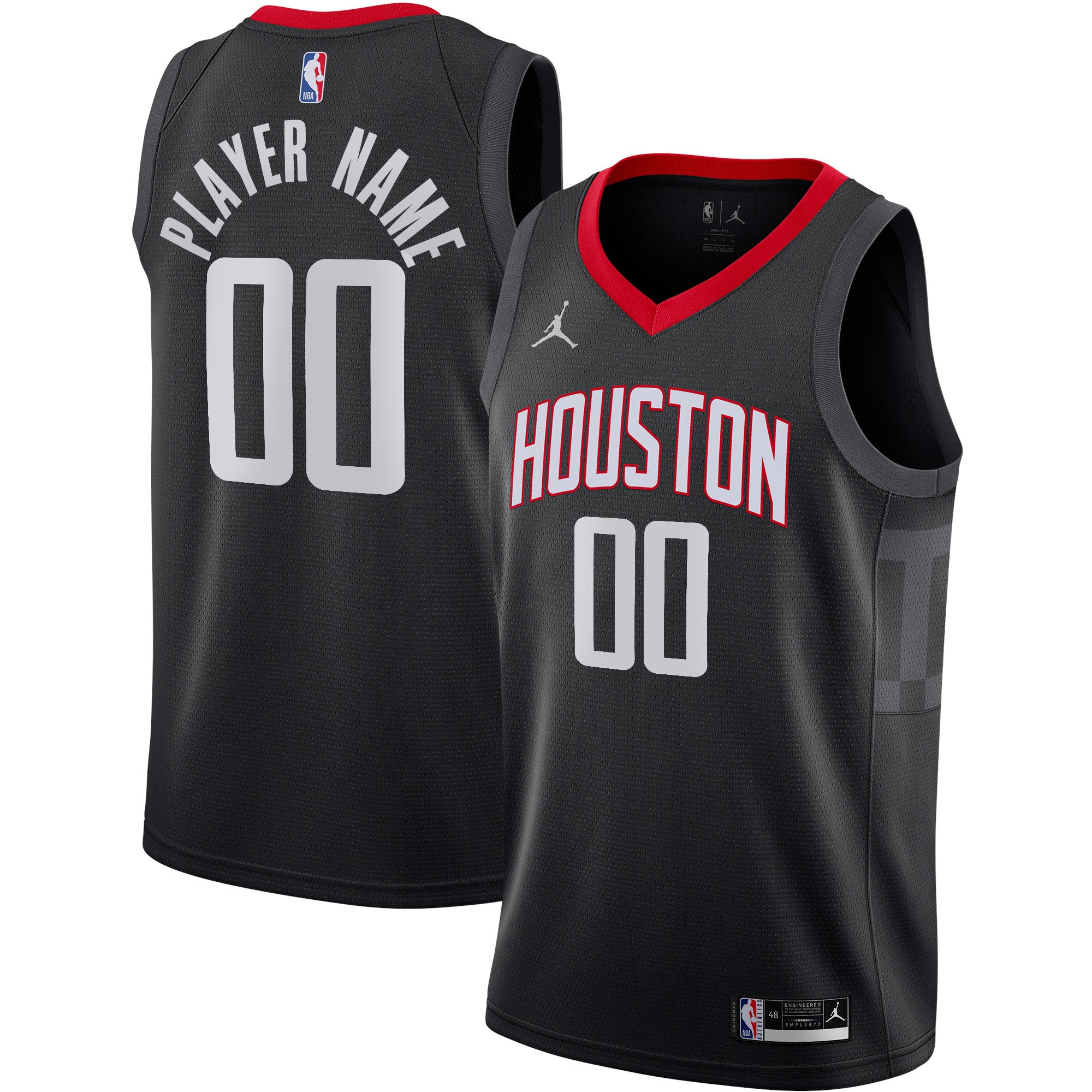 Men's Jordan Brand Black Houston Rockets Swingman Custom Jersey - Statement Edition
