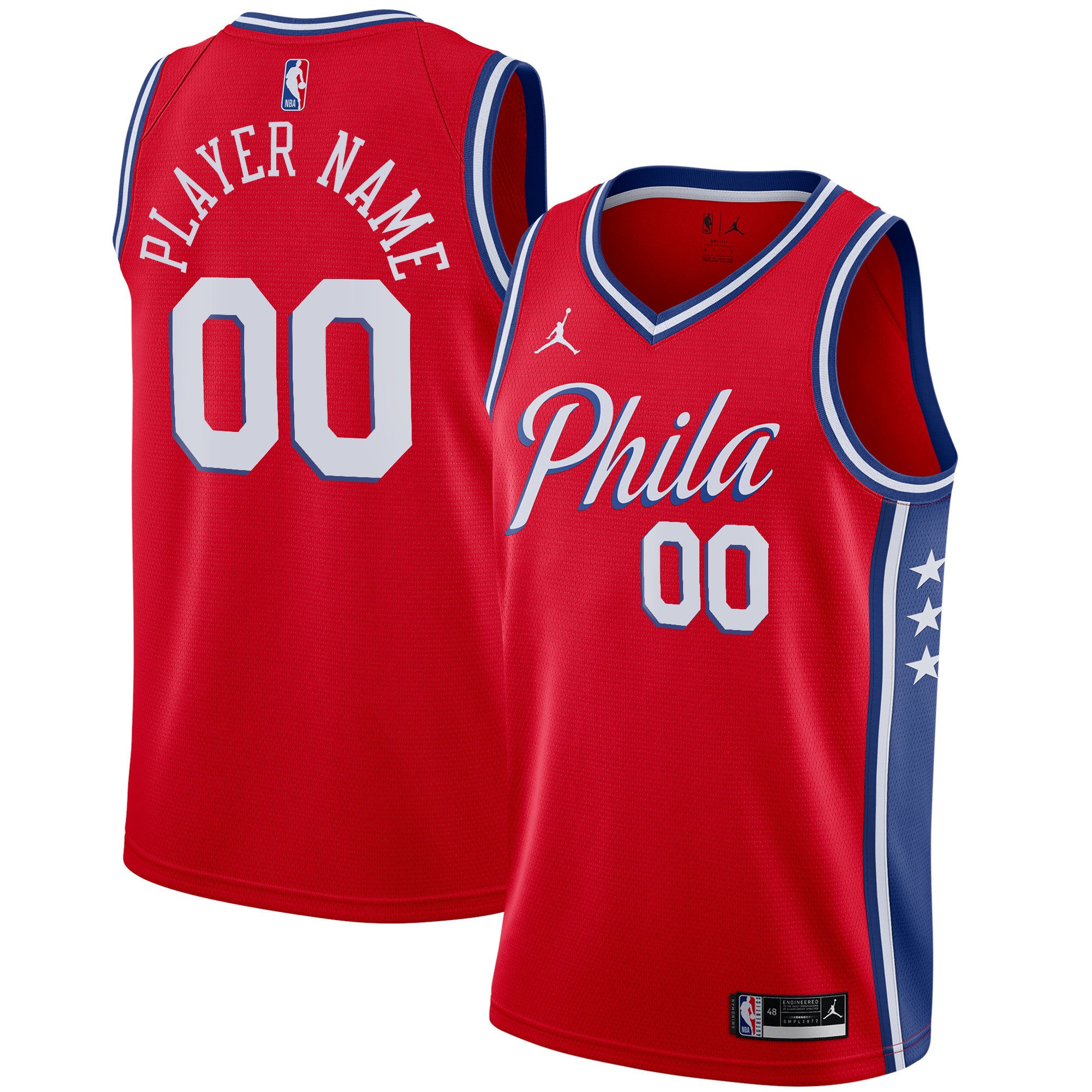 Men's Jordan Brand Red Philadelphia 76ers Swingman Custom Jersey - Statement Edition