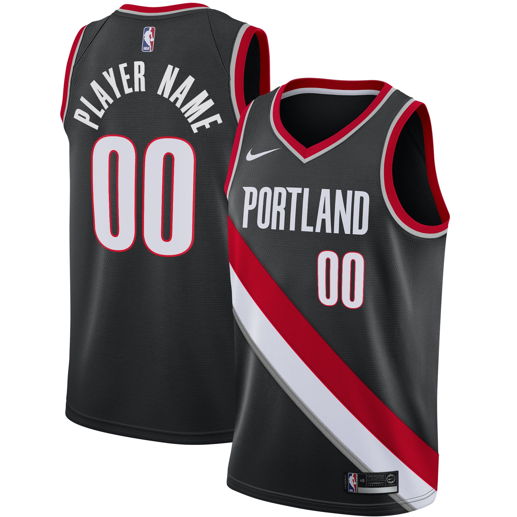 Men's Nike Black Portland Trail Blazers 2020/21 Swingman Custom Jersey - Icon Edition
