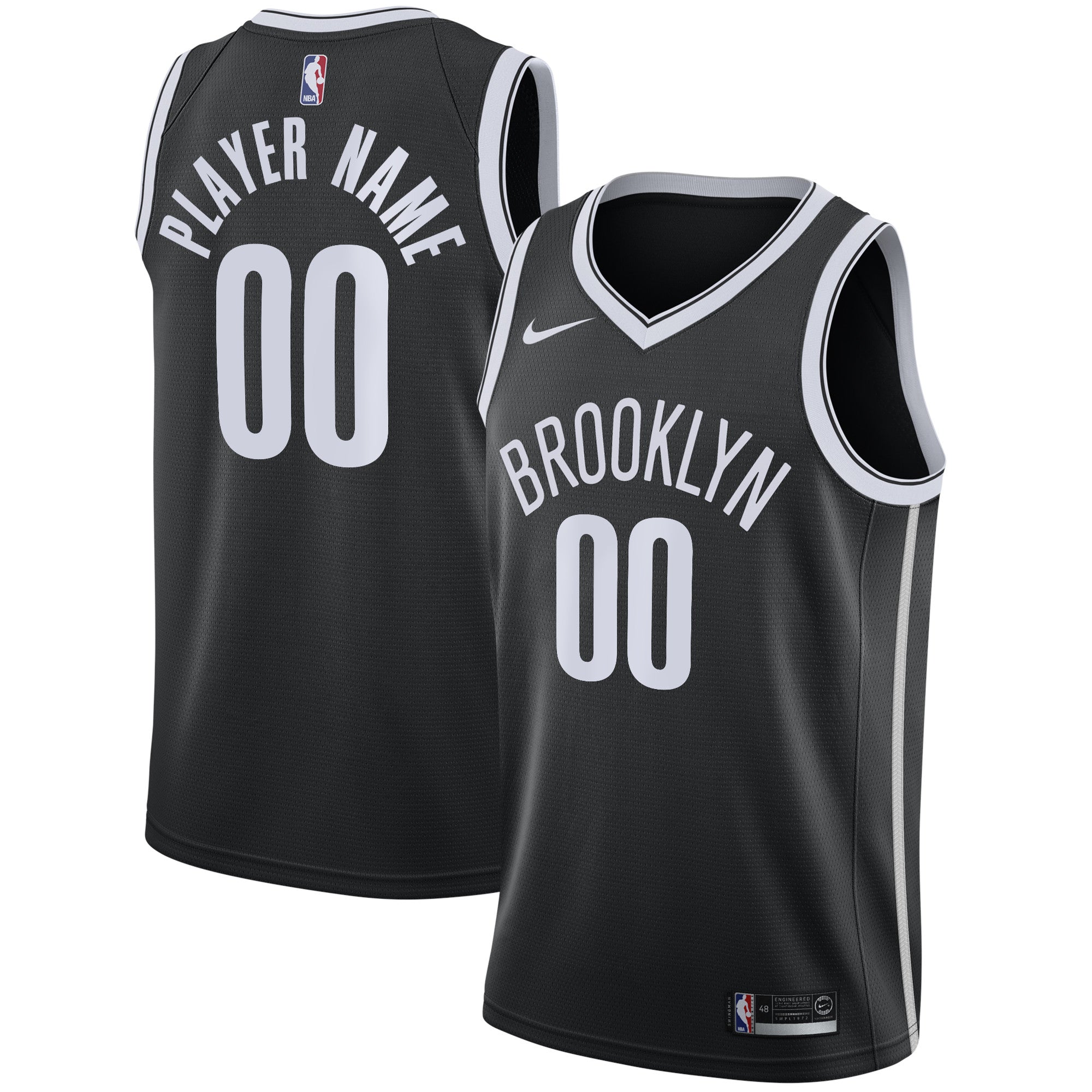 Men's Nike Black Brooklyn Nets Swingman Custom Jersey - Icon Edition