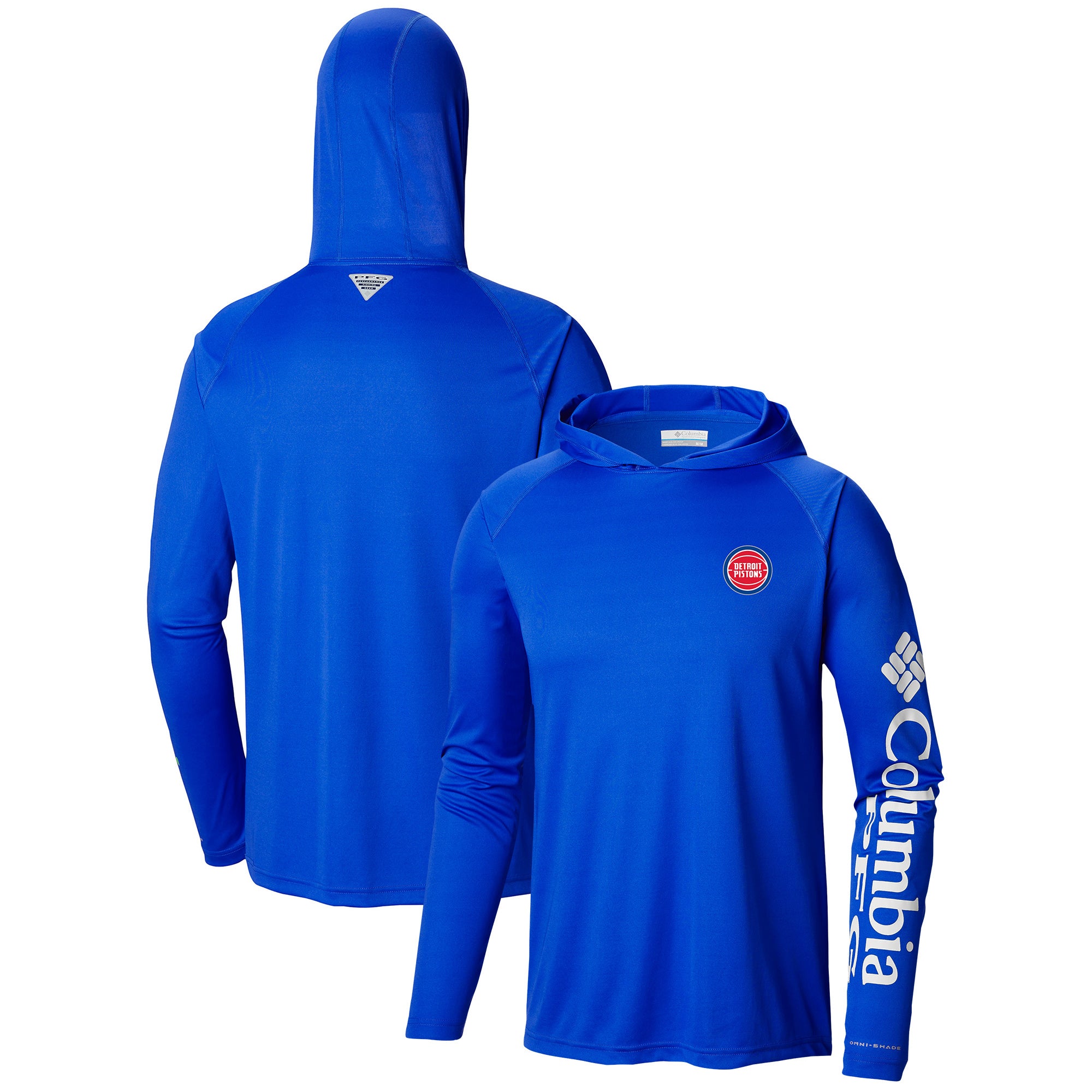 Men's Columbia  Blue Detroit Pistons  Terminal Tackle Long Sleeve Hoodie T-Shirt