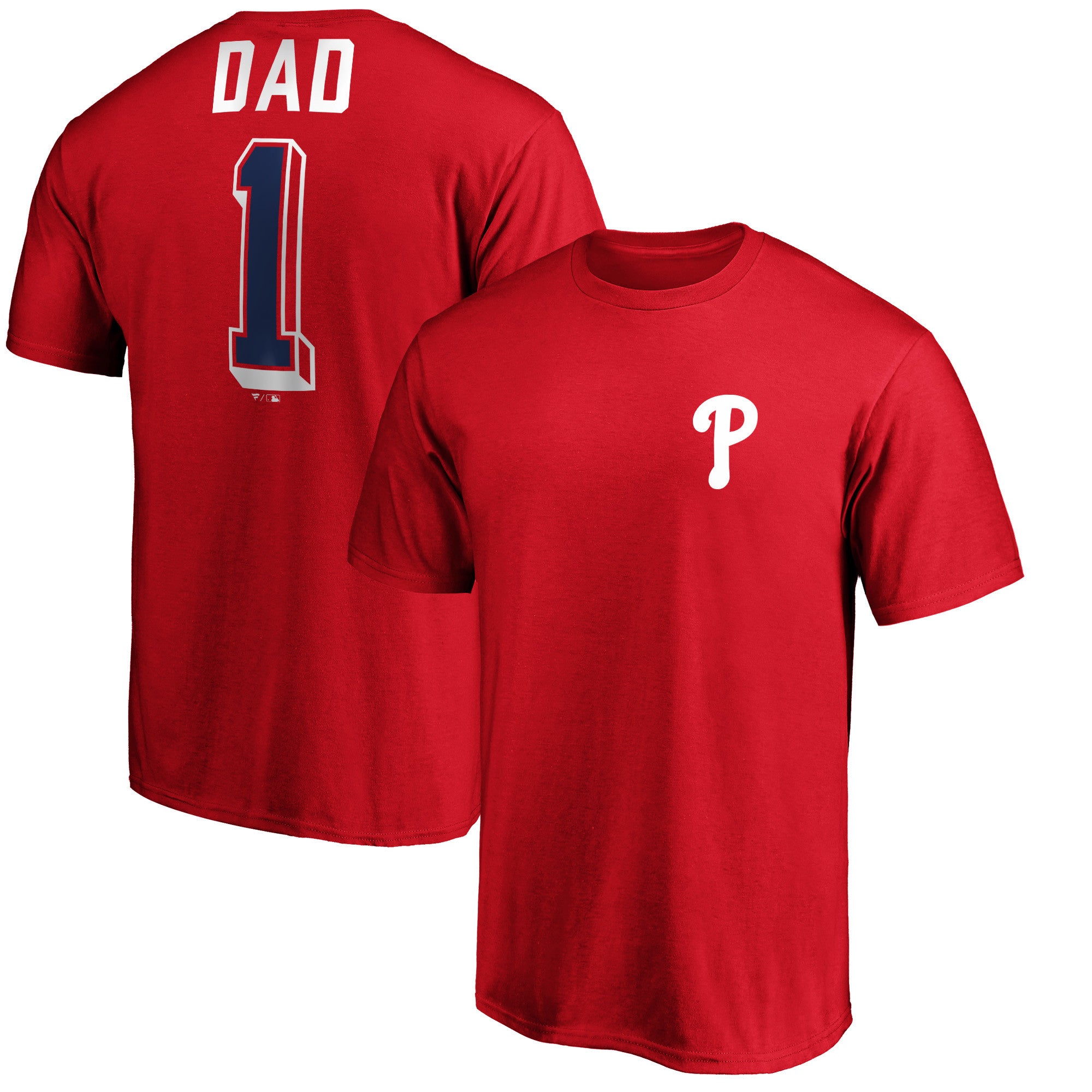 Men's Red Philadelphia Phillies Number One Dad T-Shirt