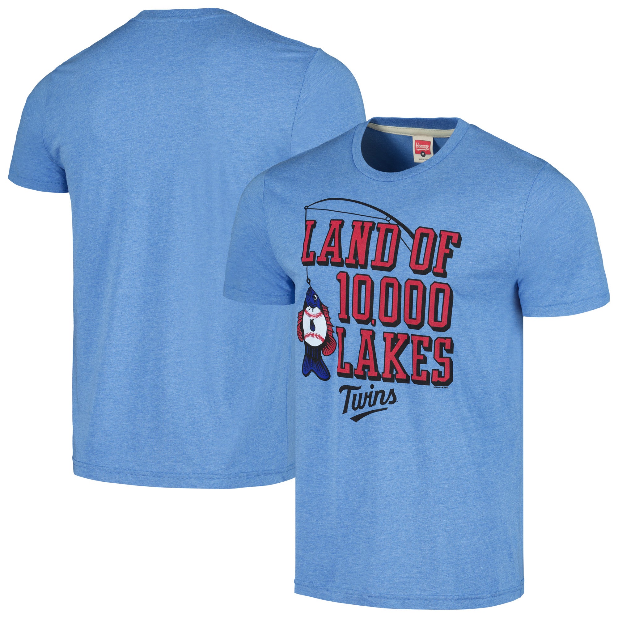 Men's Homage Light Blue Minnesota Twins Land of 10,000 Lakes Hyper Local Tri-Blend T-Shirt