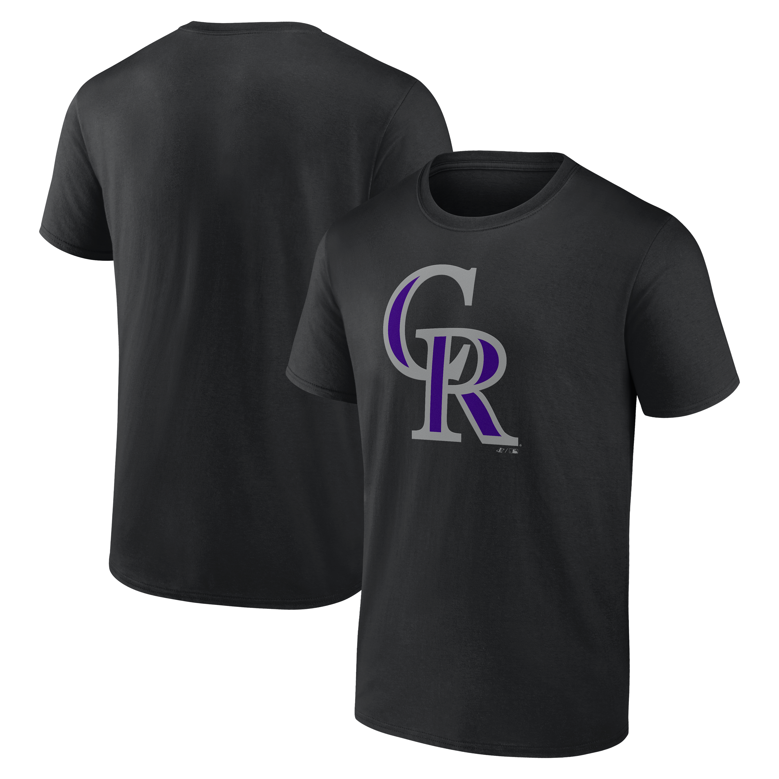 Men's Logo Athletic Black Colorado Rockies Official Logo T-Shirt