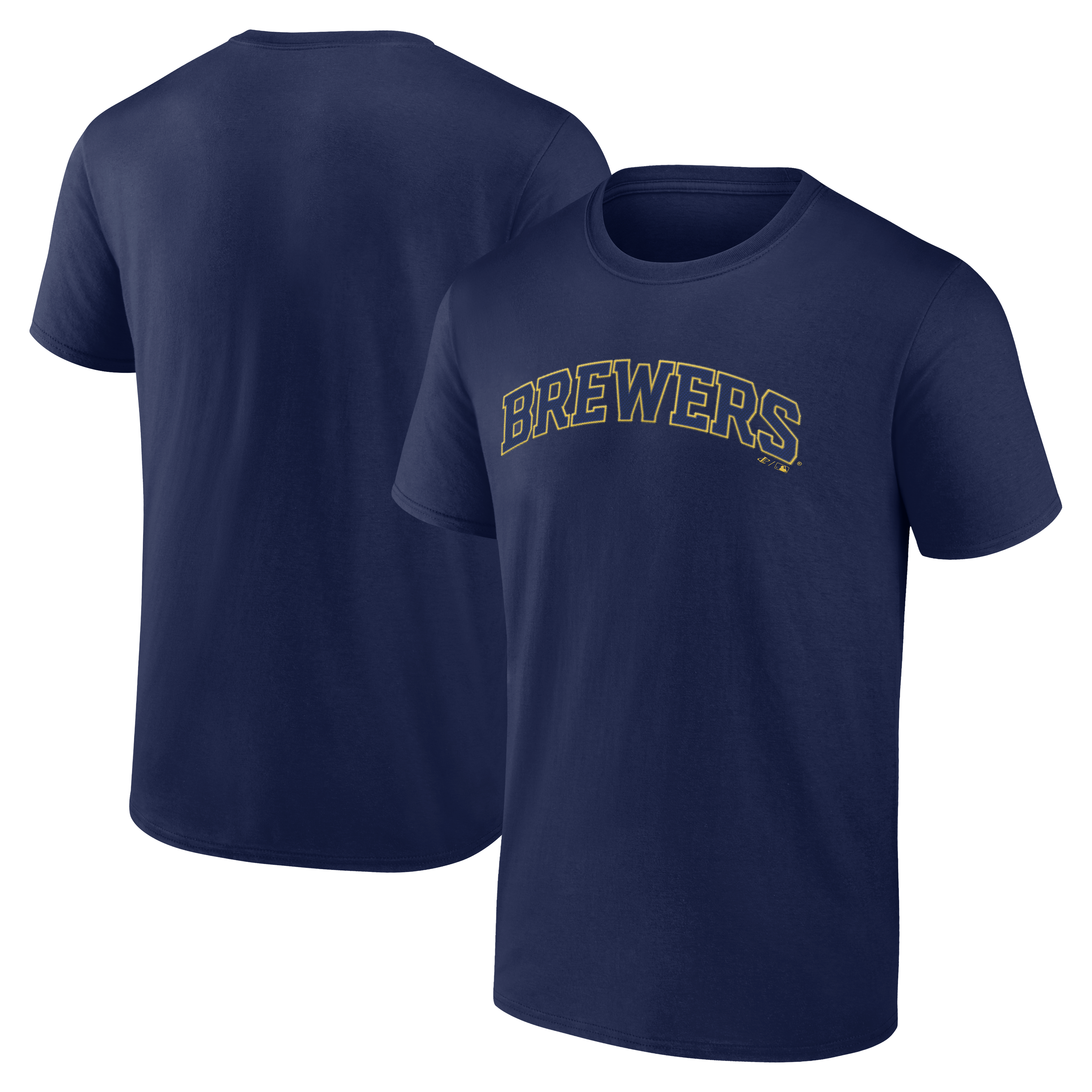 Men's Logo Athletic Navy Milwaukee Brewers Wordmark T-Shirt