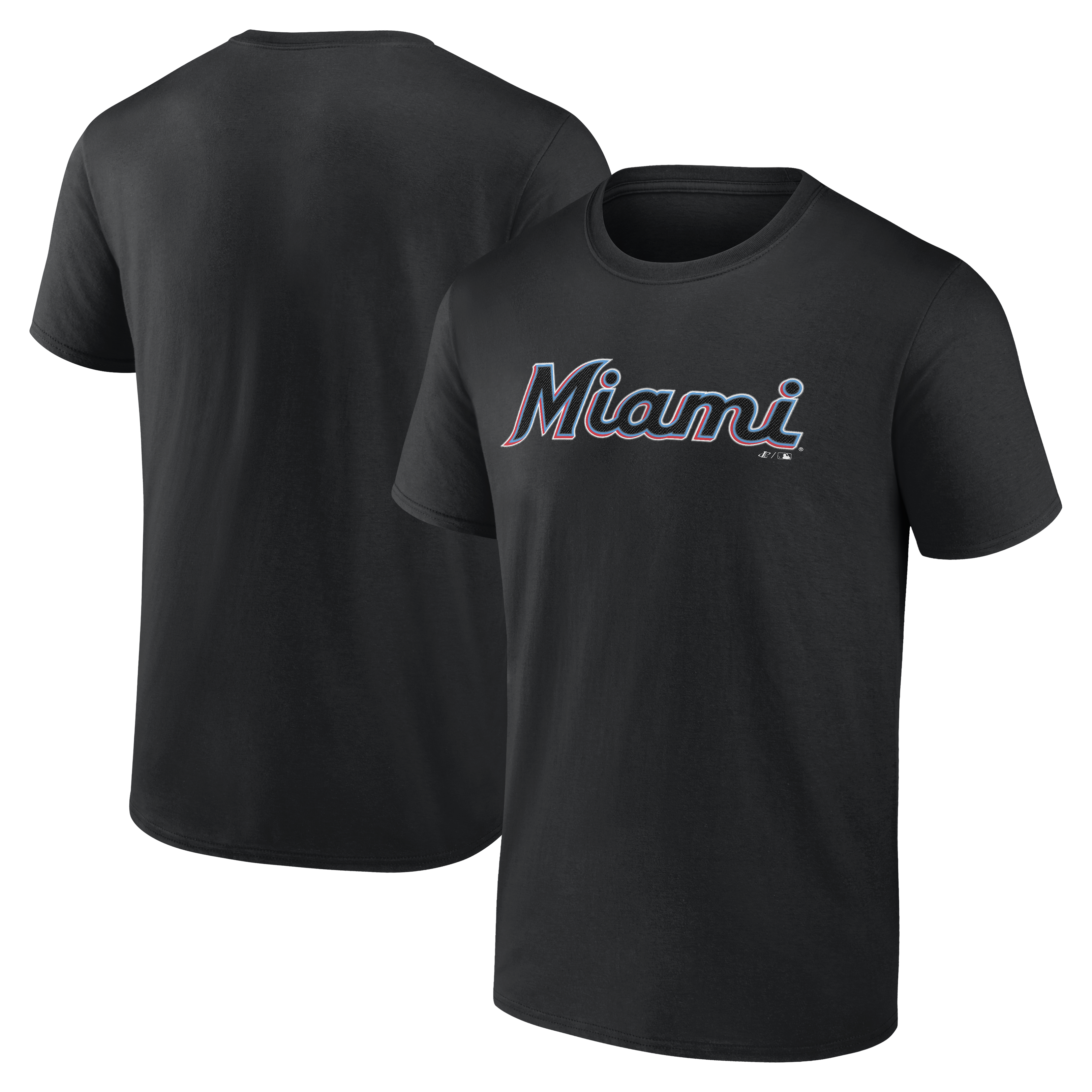 Men's Logo Athletic Black Miami Marlins Wordmark T-Shirt