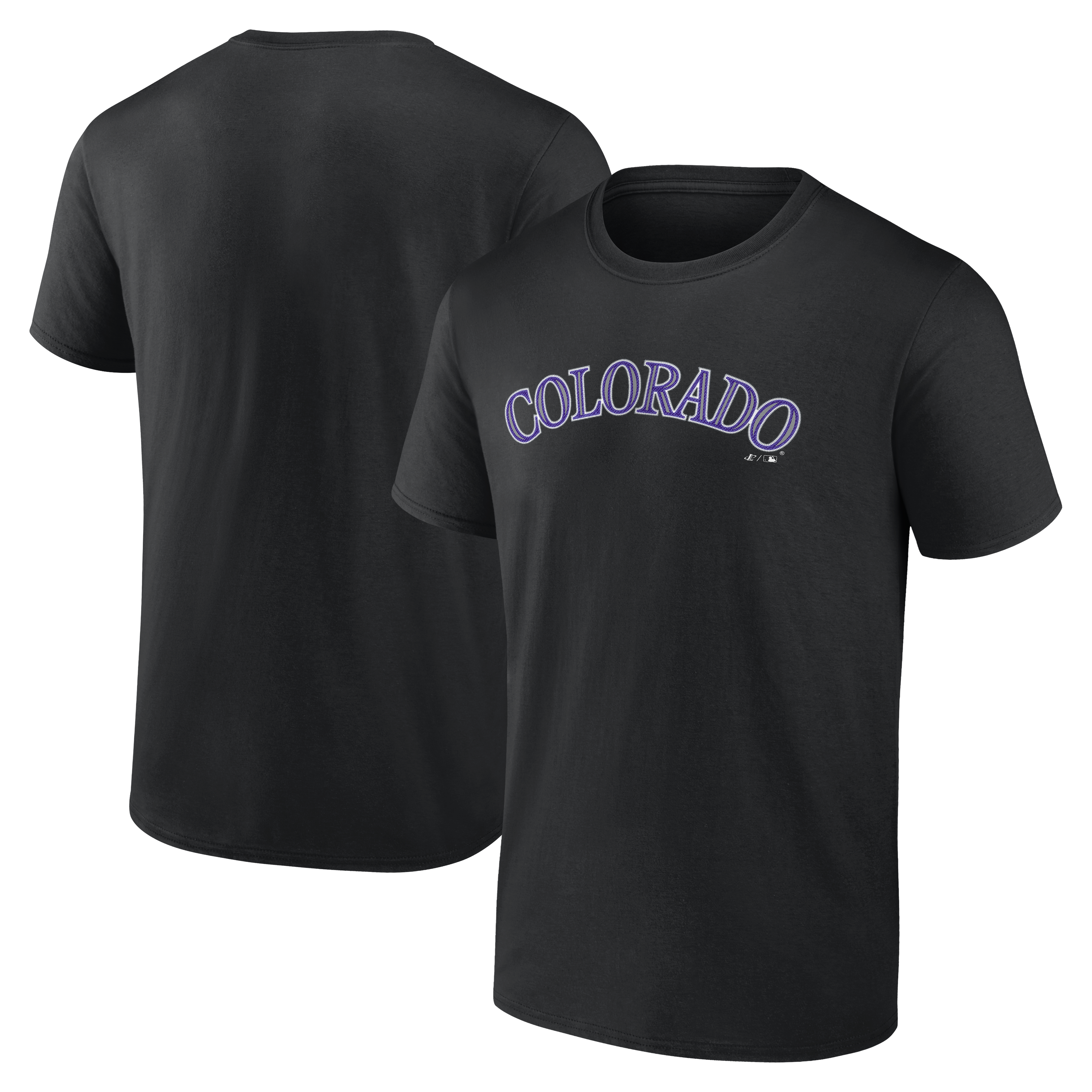 Men's Logo Athletic Black Colorado Rockies Wordmark T-Shirt