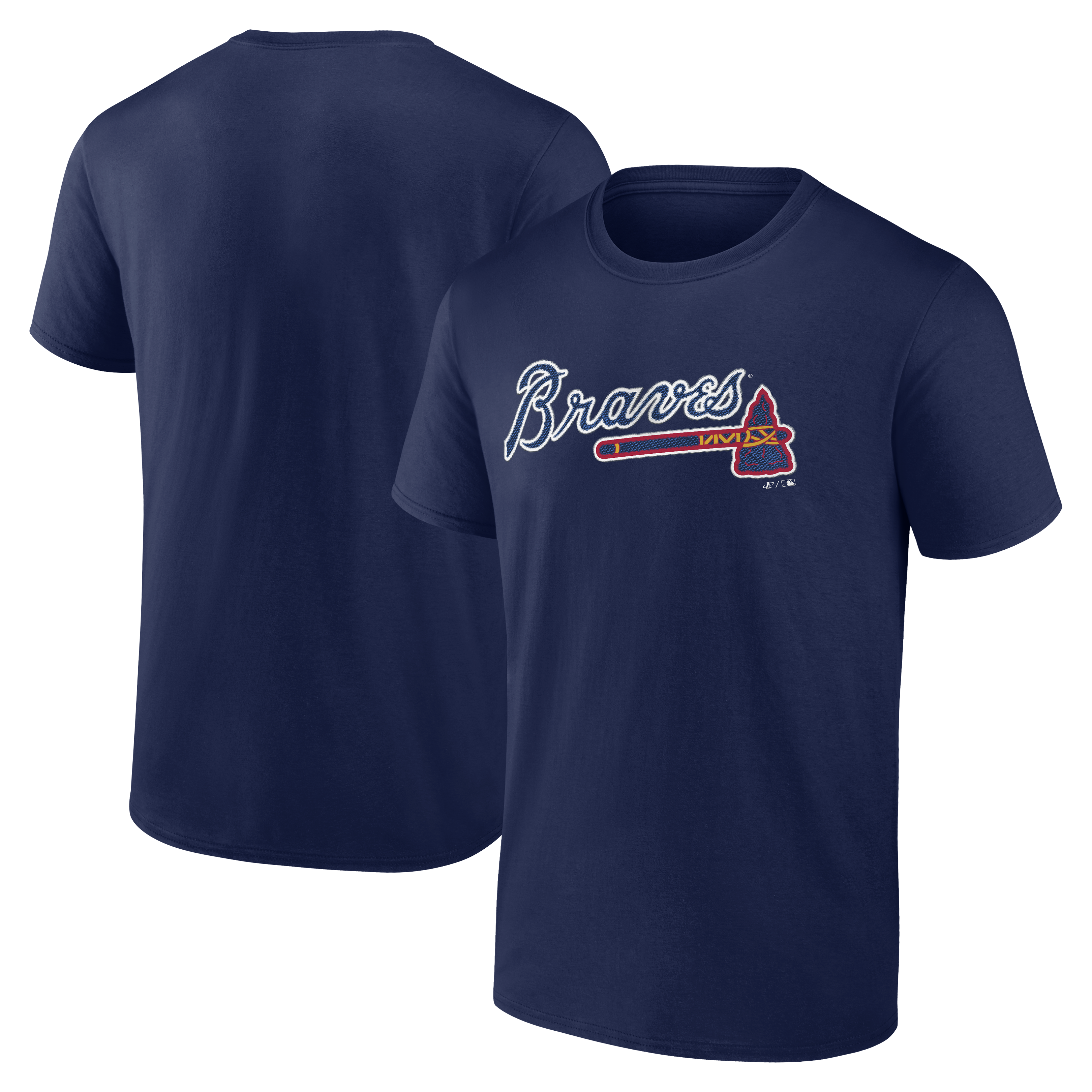 Men's Logo Athletic Navy Atlanta Braves Wordmark T-Shirt