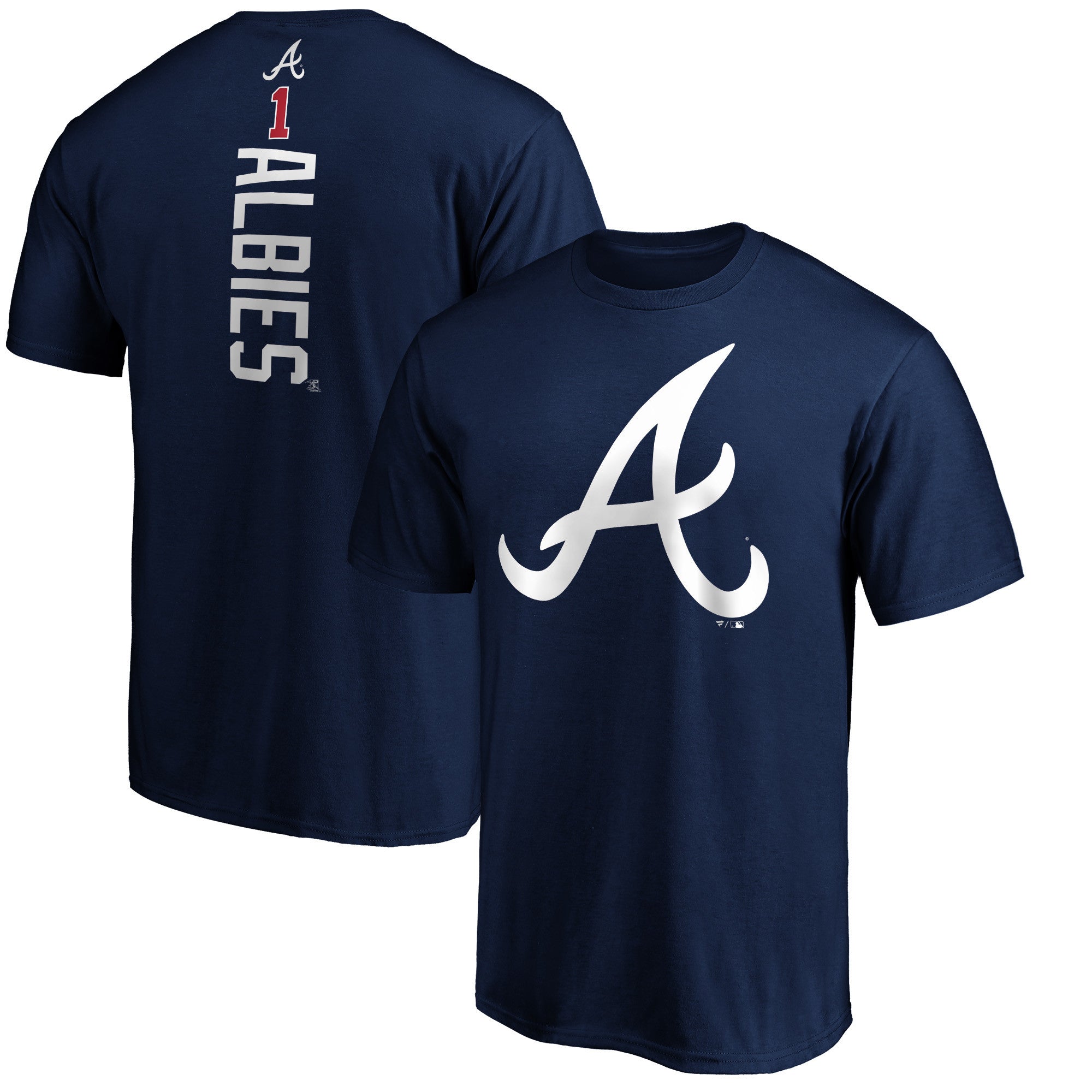 Men's Ozzie Albies Navy Atlanta Braves Playmaker Name & Number T-Shirt