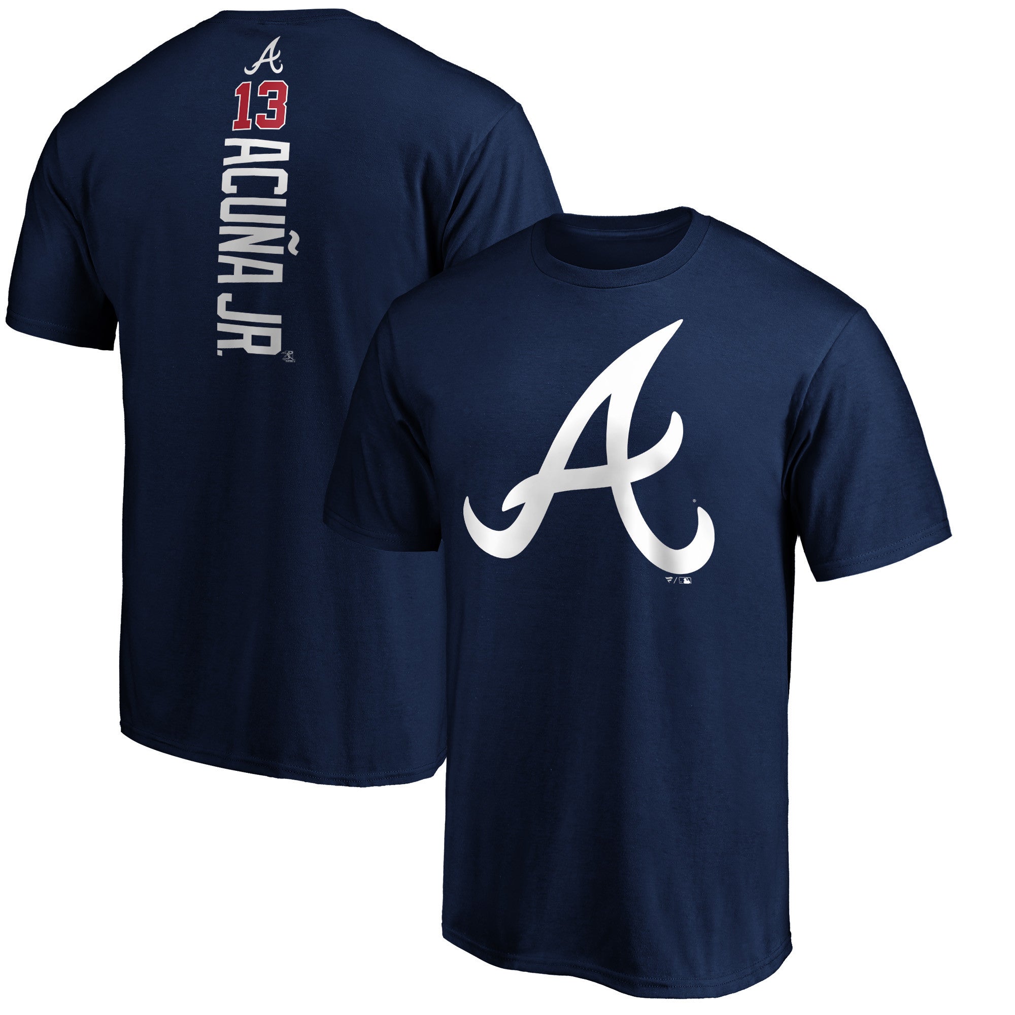 Men's Ronald Acuña Jr. Navy Atlanta Braves Playmaker Name & Number T-Shirt