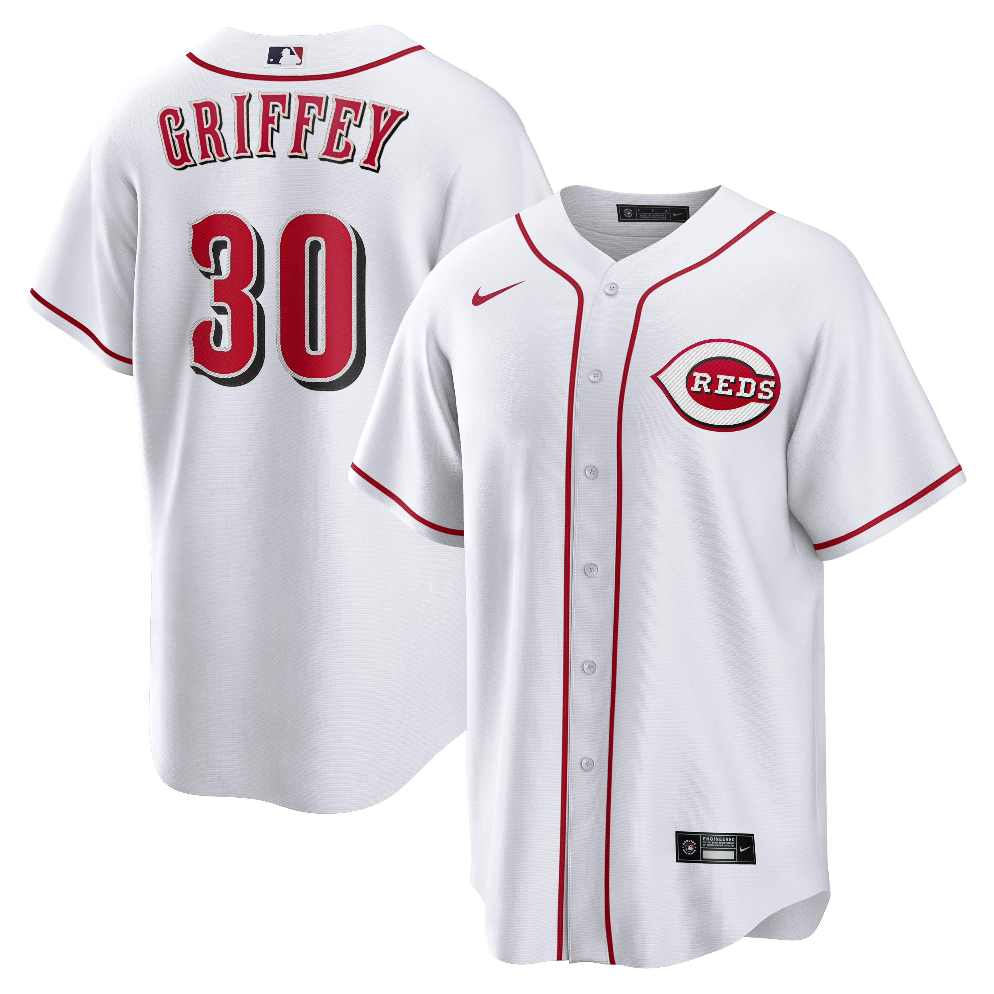 Men's Nike Ken Griffey Jr. White Cincinnati Reds Home Retired Player Replica Jersey