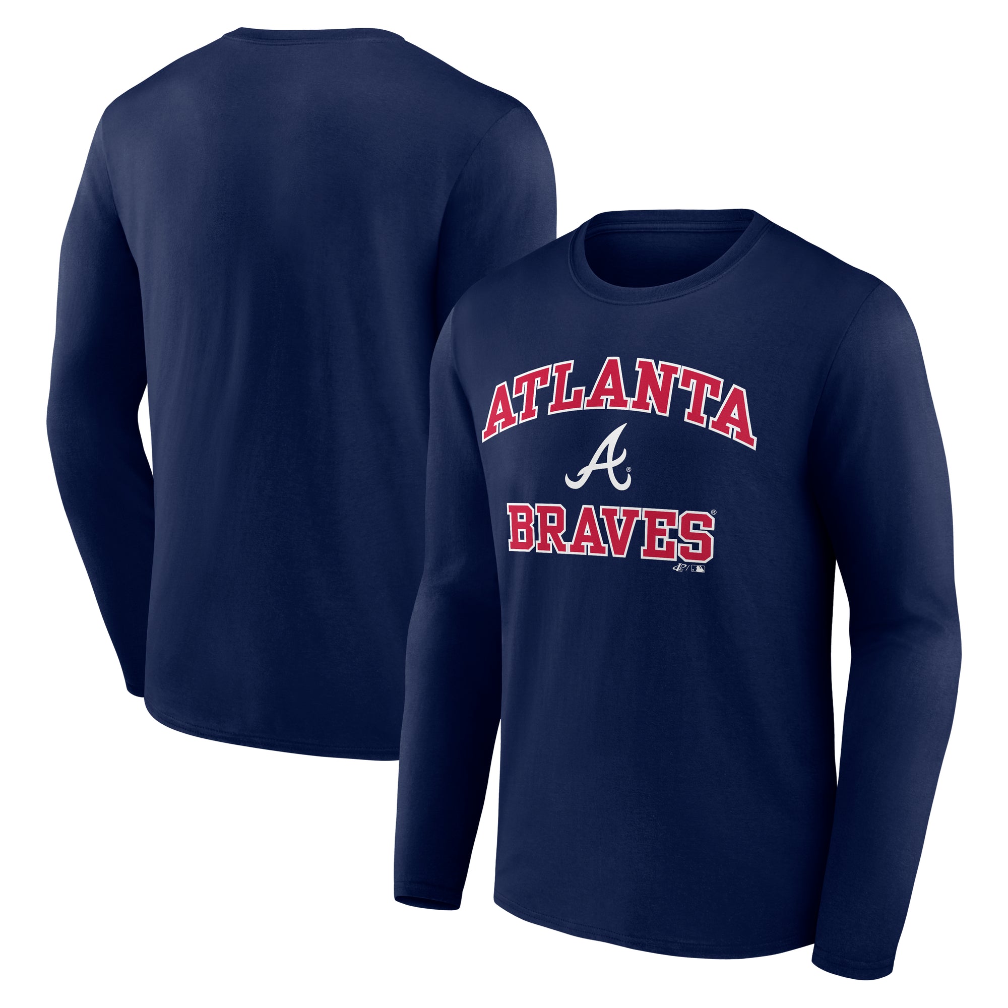 Men's Logo Athletic Navy Atlanta Braves Heart & Soul Long Sleeve T-Shirt
